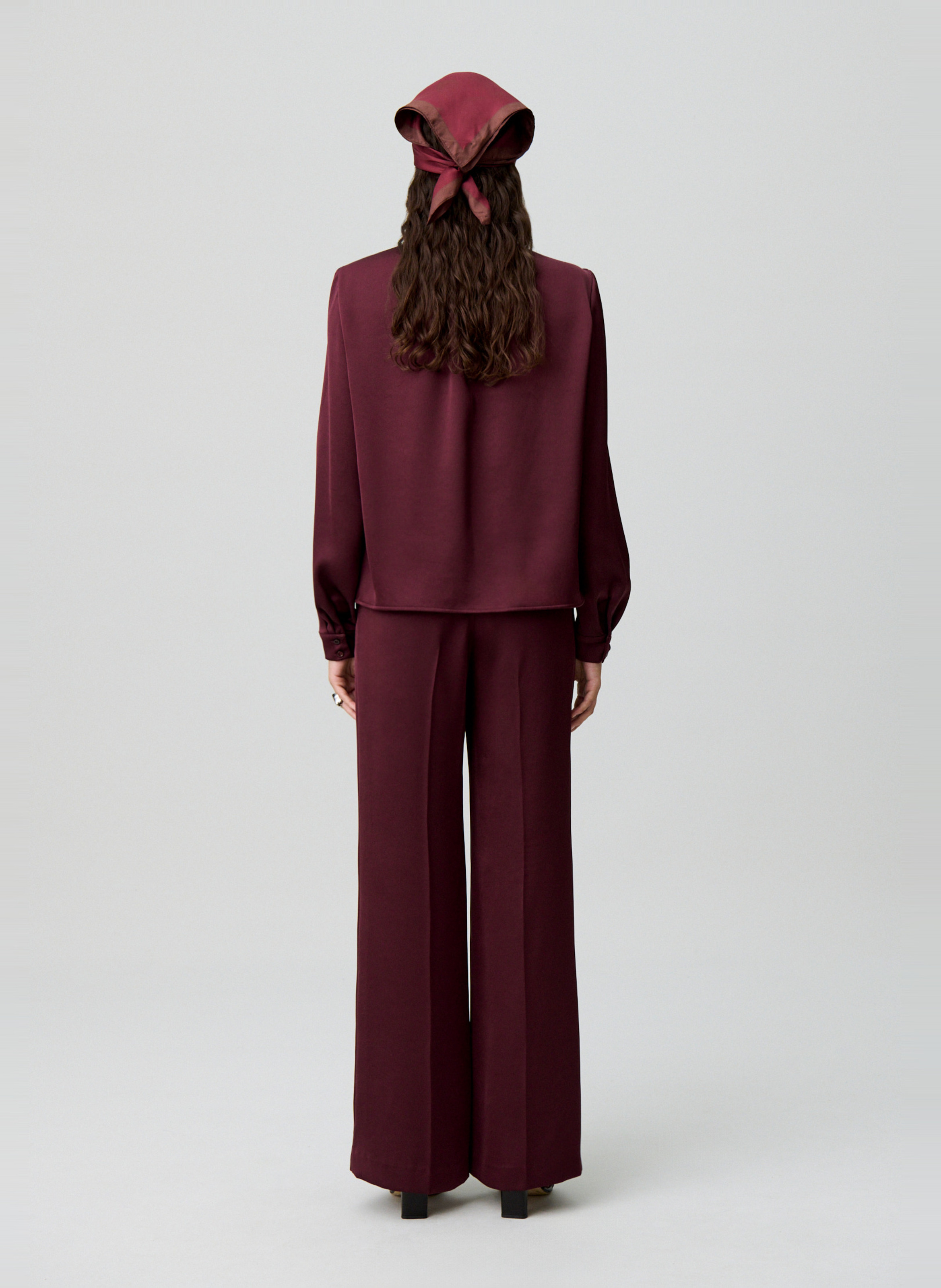 Blouse col lavallière en satin CLAUDIE PIERLOT Rouge