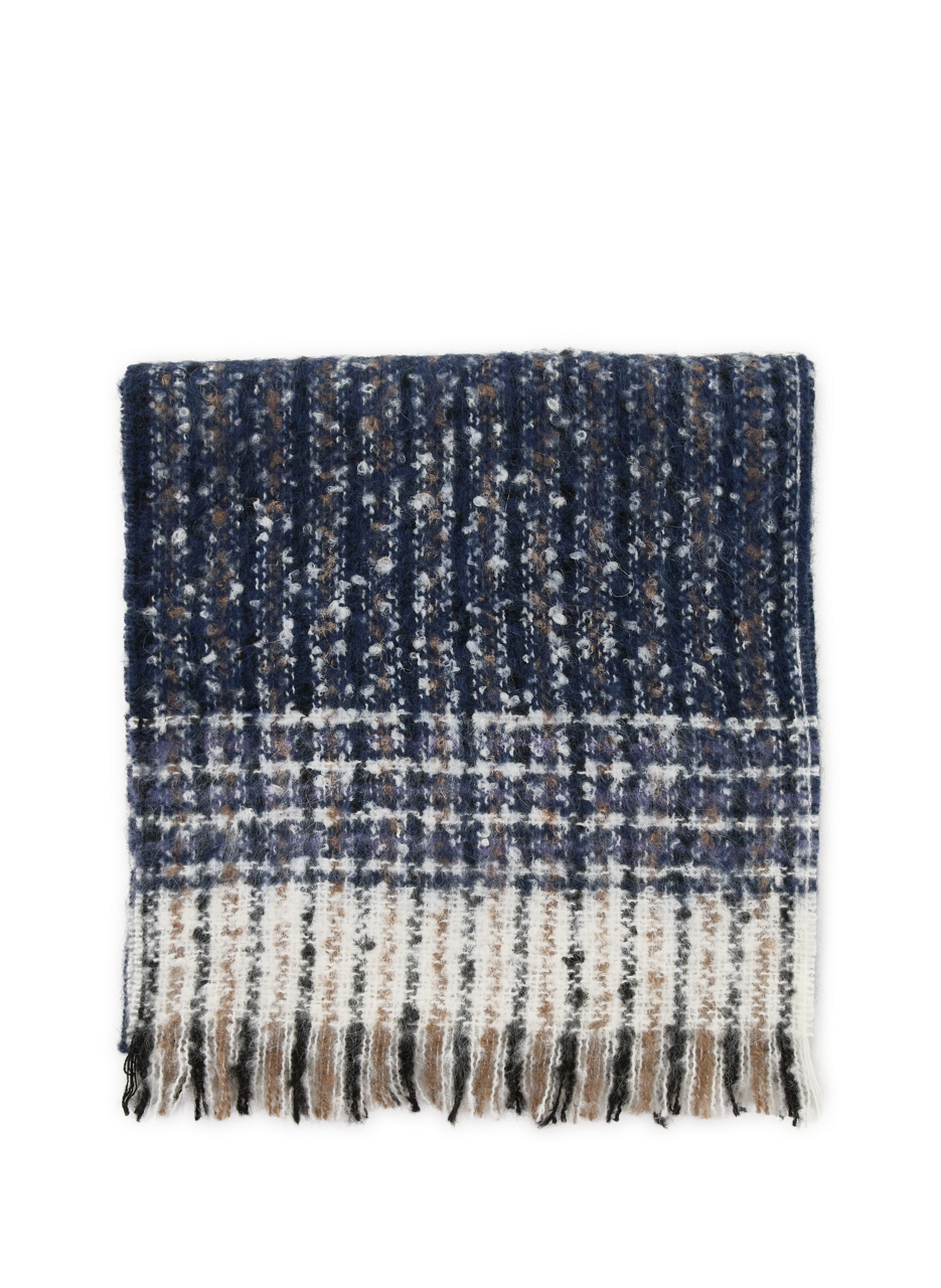 Checkered scarf with frayed edges  Col 21 bleu noir