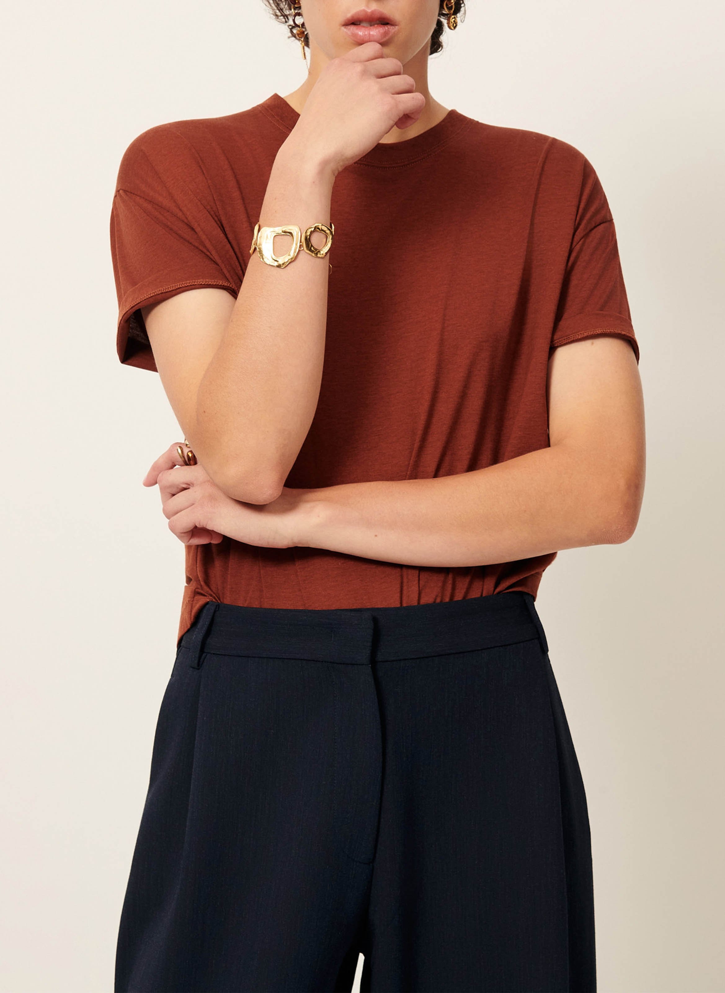 Round-neck oversized T-shirt SESSUN Brown