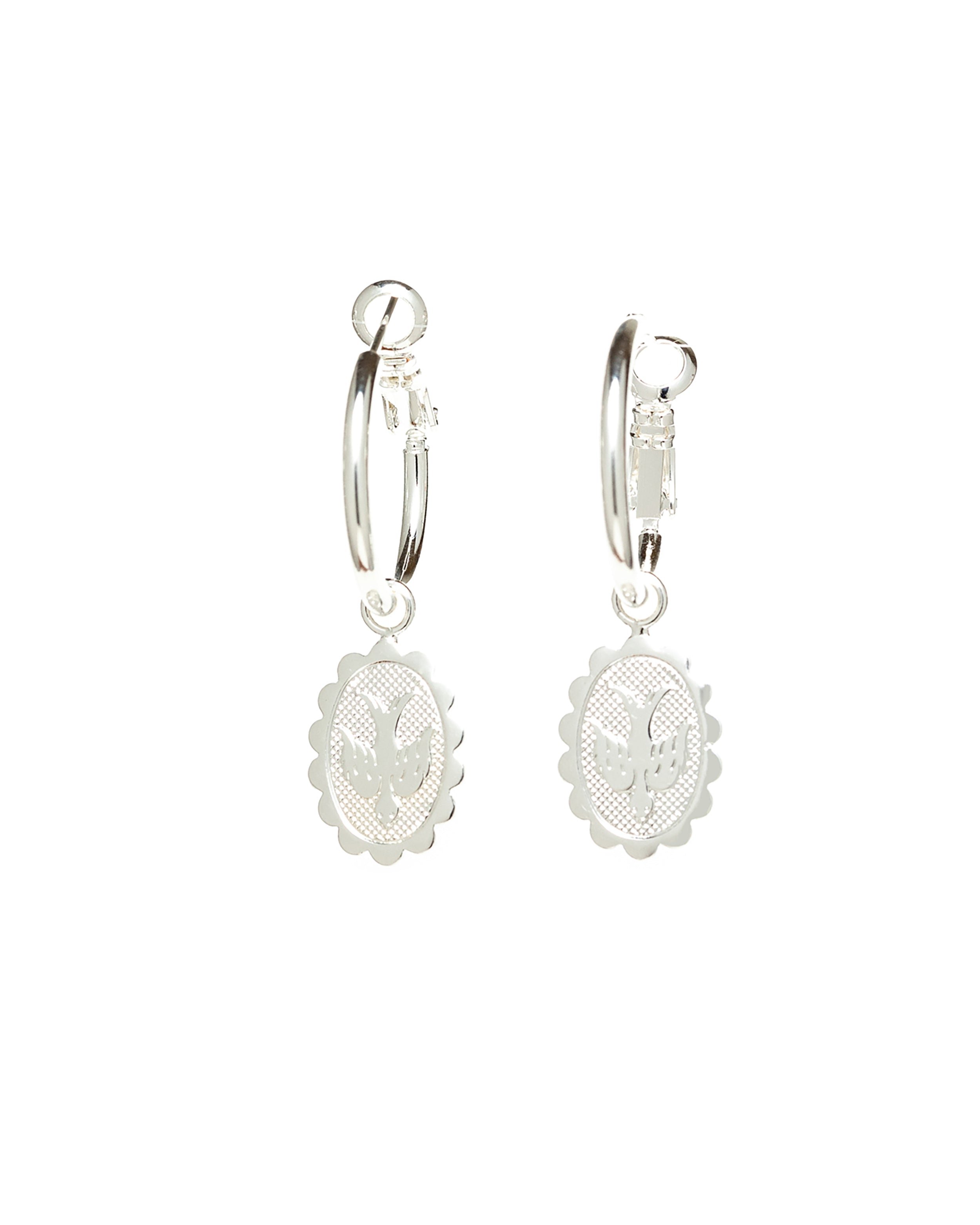 Mini gold-plated enameled dove hoop earrings MONSIEUR SIMONE