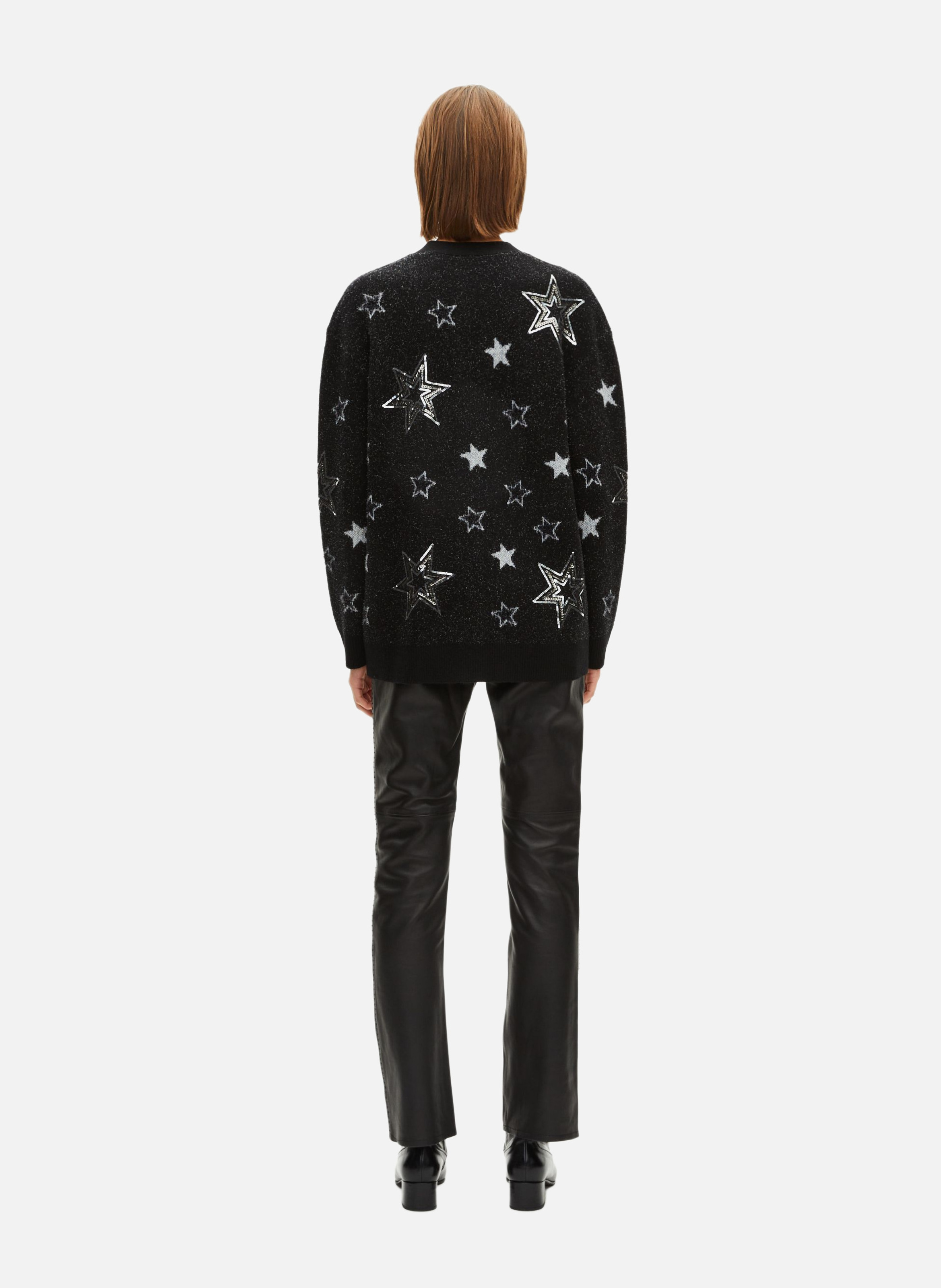Cardigan with star sequin and lurex motif THE KOOPLES Black