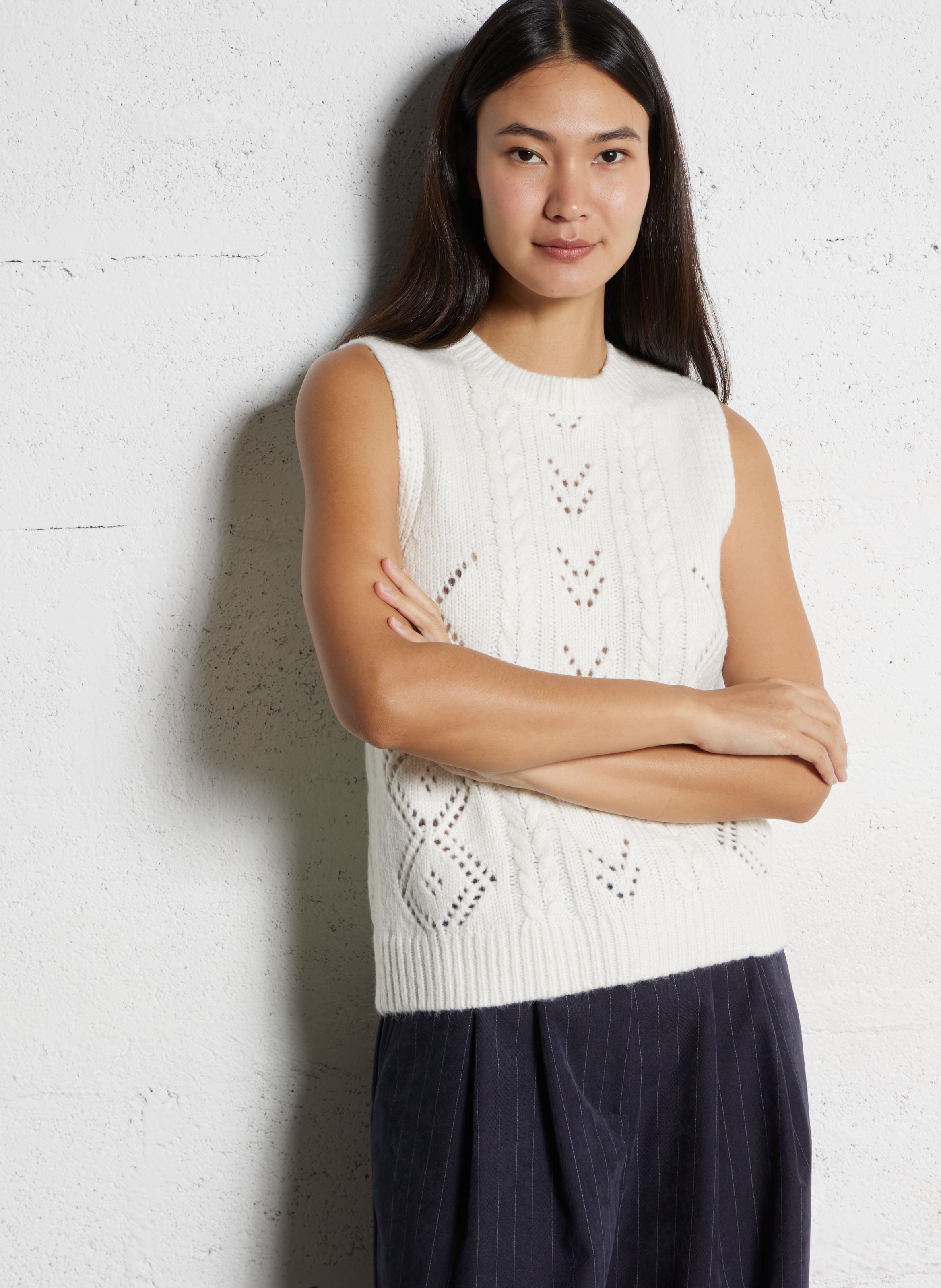 Kurzes ärmelloses einfarbiges Oberteil SUD EXPRESS Weiss