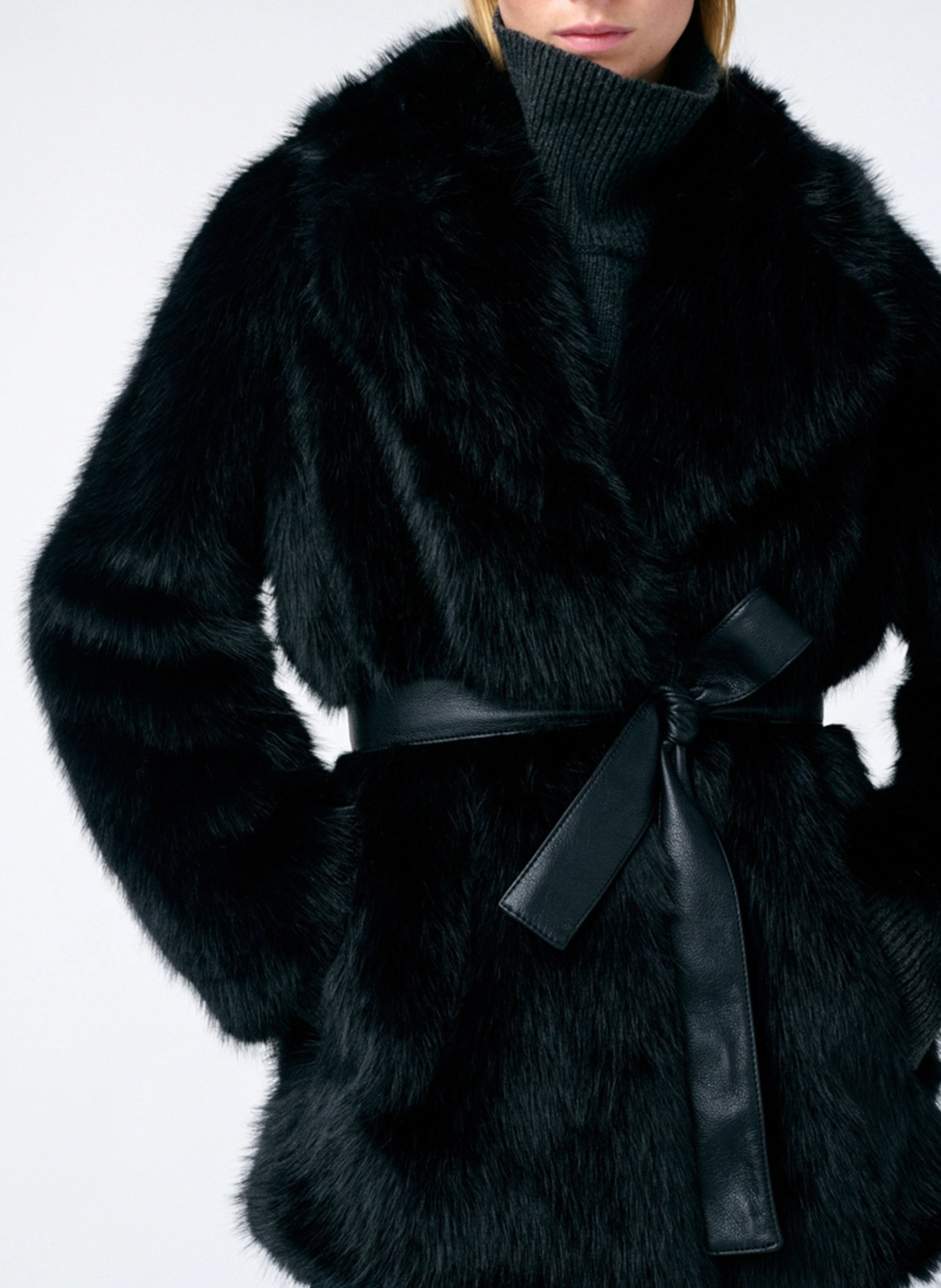 Jas met reverskraag van imitatiebont VANESSA BRUNO Zwart