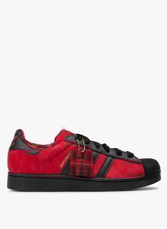 Baskets basses en cuir Superstar ii Rouge Adidas Femme Place