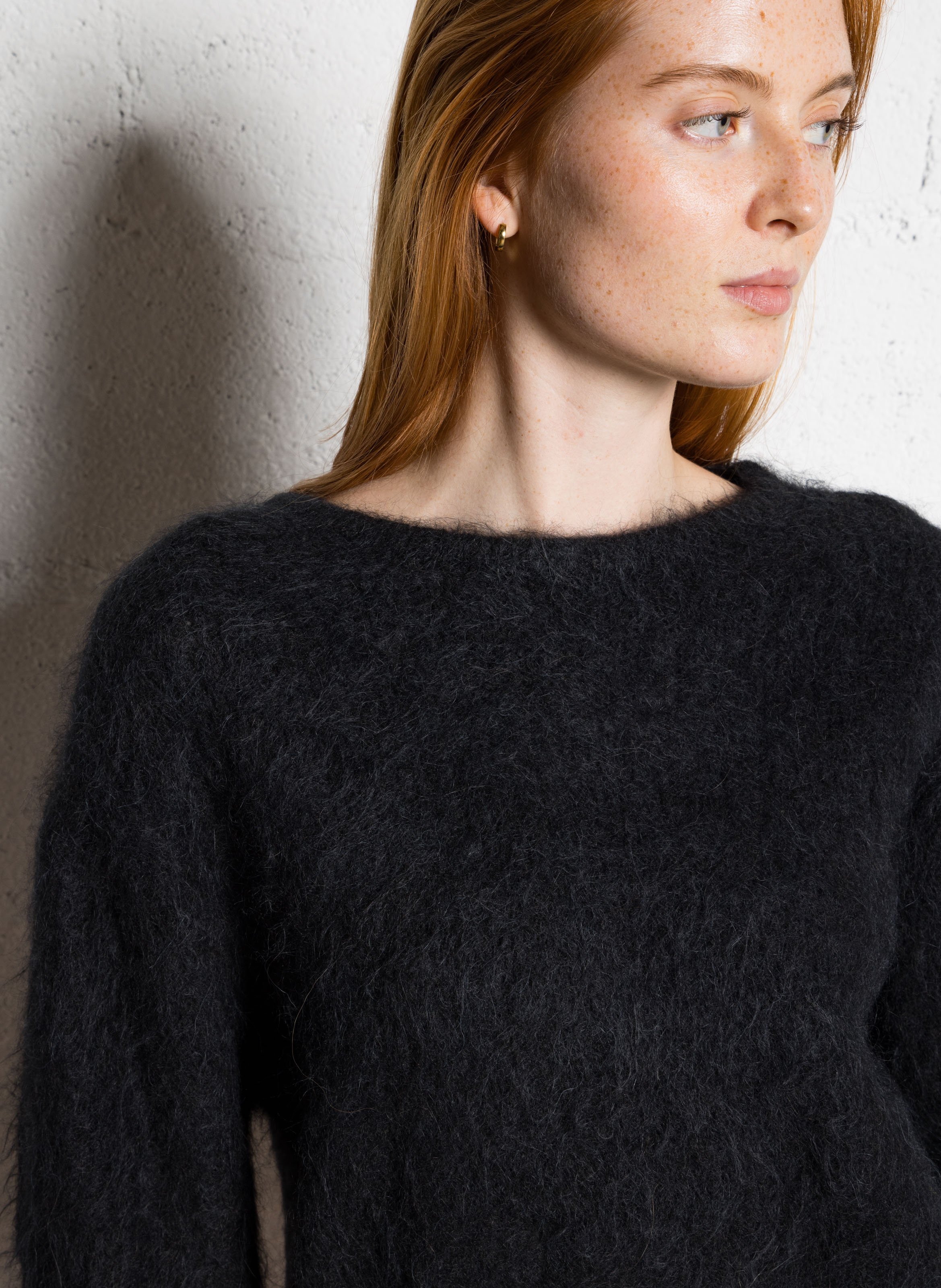 Pull oversize col rond en laine mélangée AMERICAN VINTAGE Noir