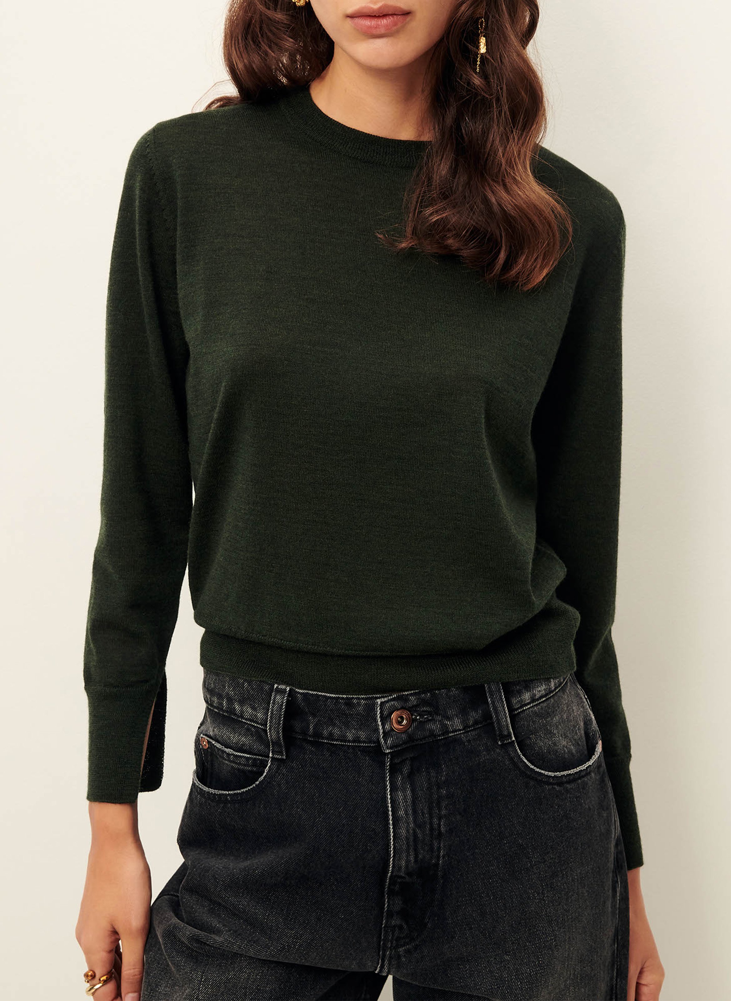 Pull col rond en laine SESSUN Marron