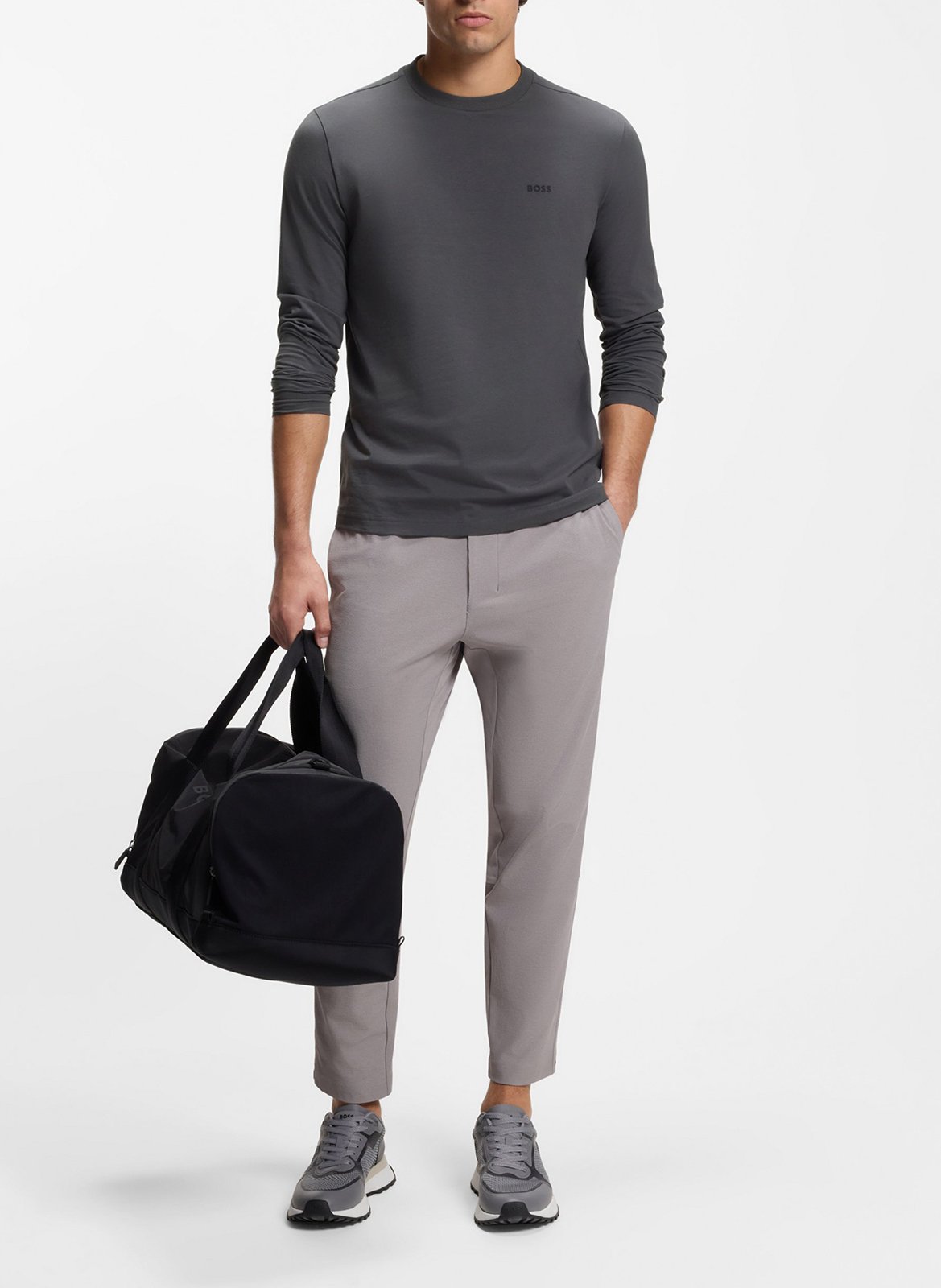 Straight screen-printed round-neck T-shirt BOSS Silver