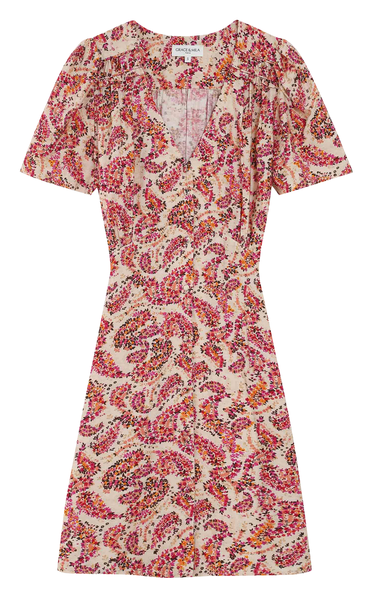 Robe courte droite imprimée GRACE ET MILA Orange