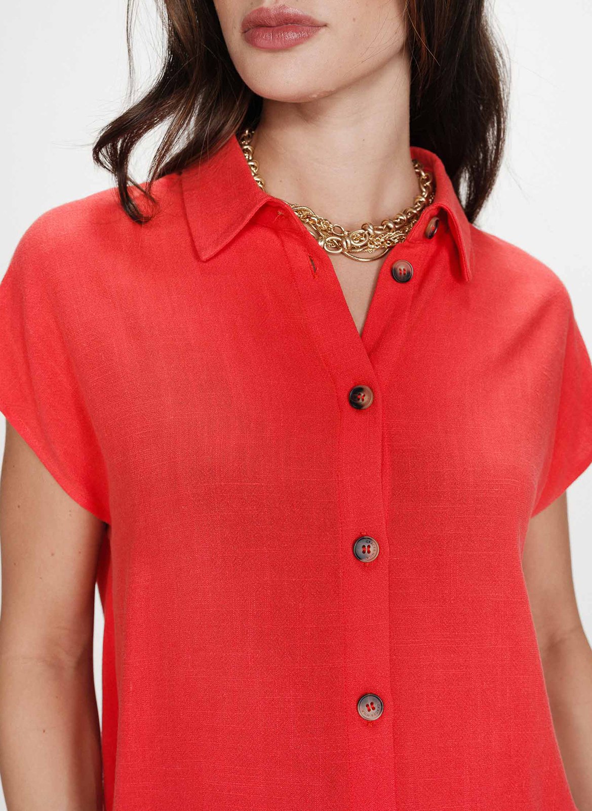 Chemise manches courtes unie GRACE ET MILA Rouge