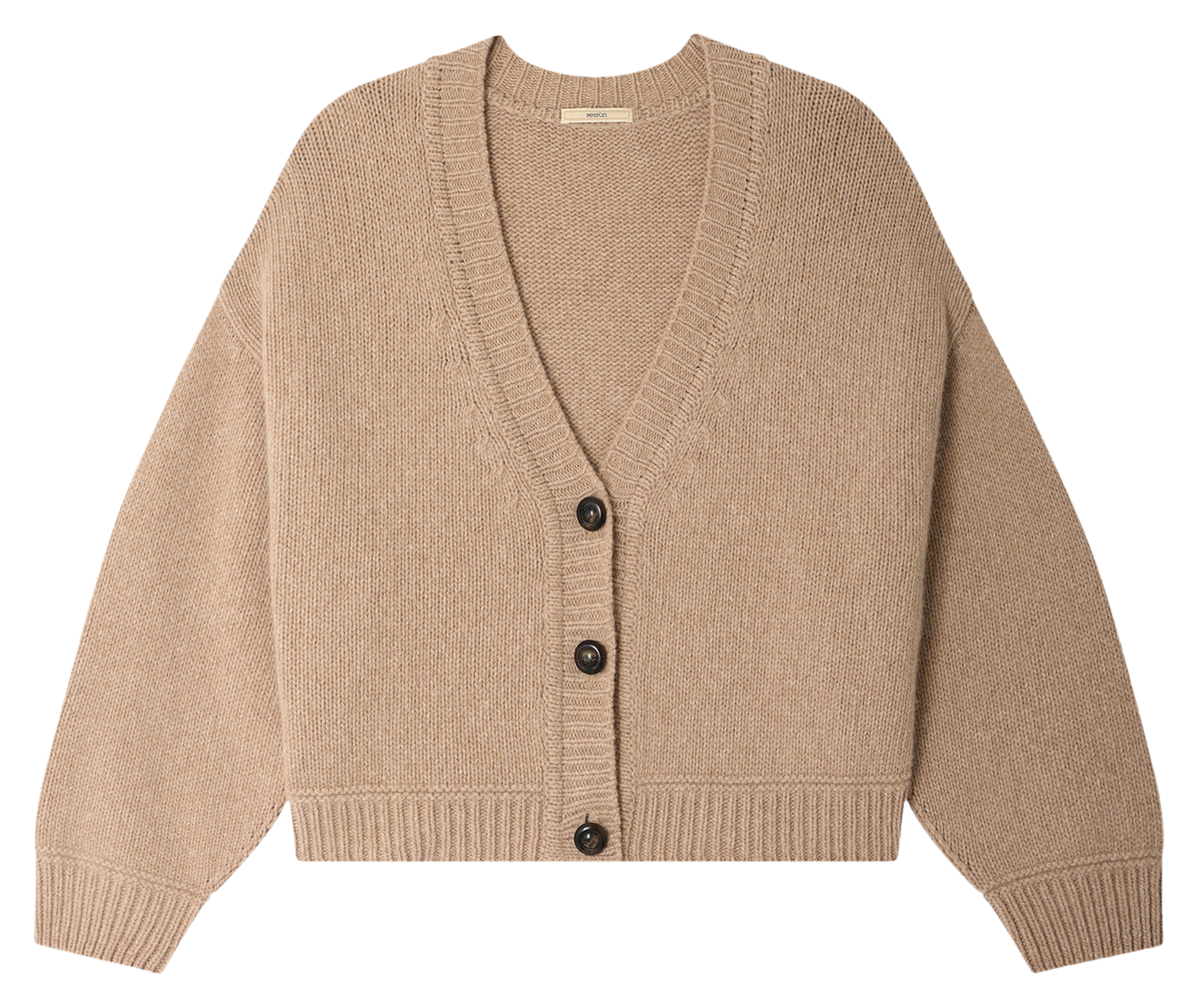 Cardigan oversize col V en laine SESSUN Beige
