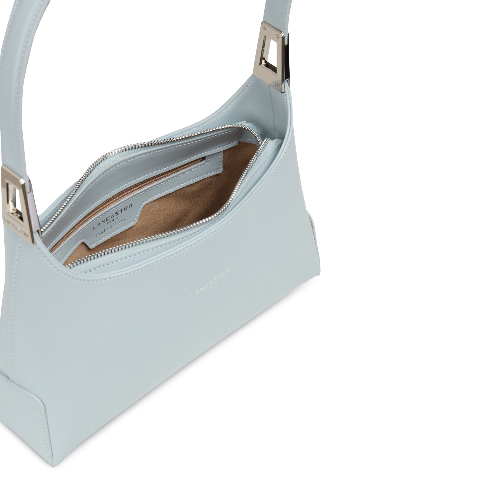 Langwerpige, leren handtas met rits LANCASTER PARIS Blauw