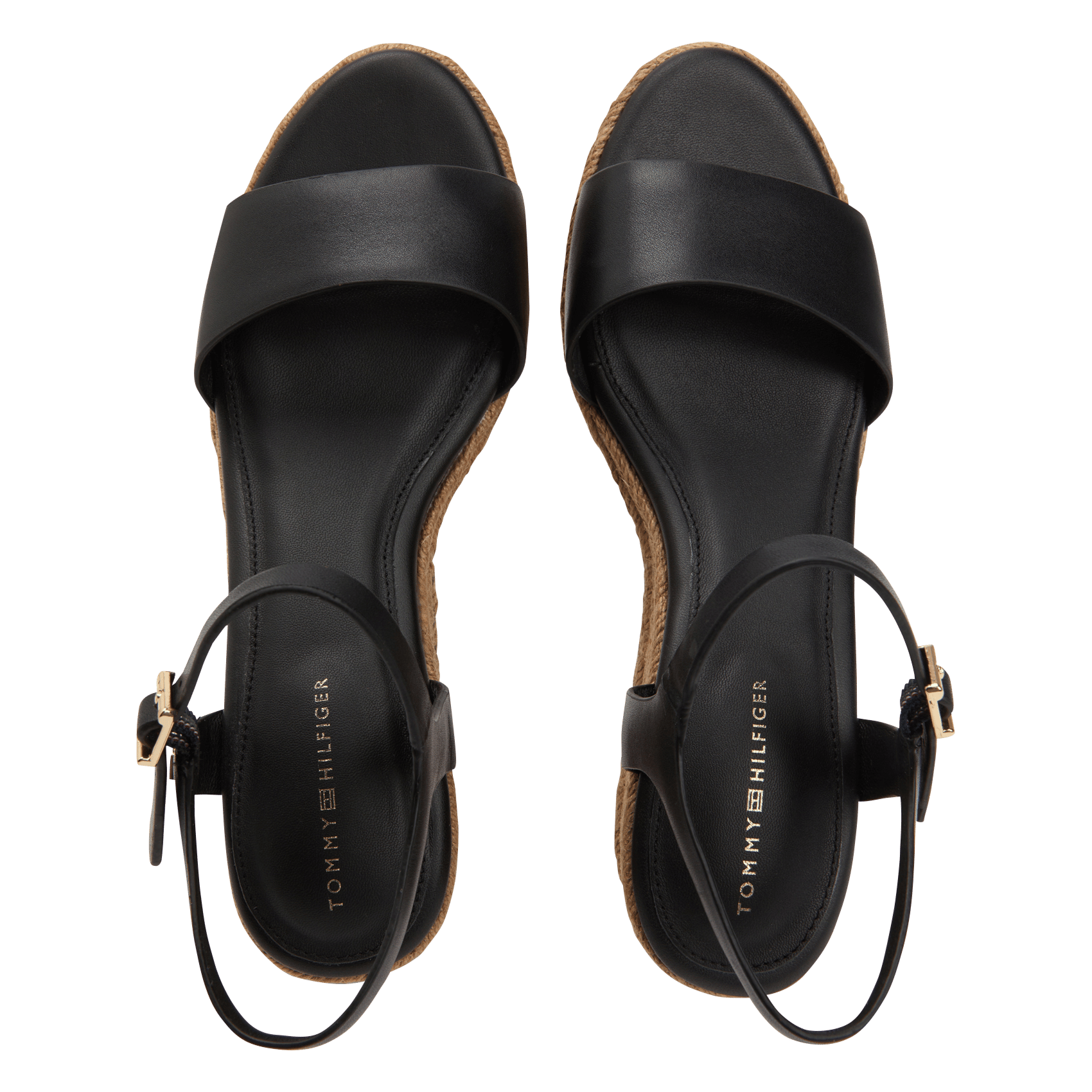 Solid leather wedge sandals TOMMY HILFIGER Black