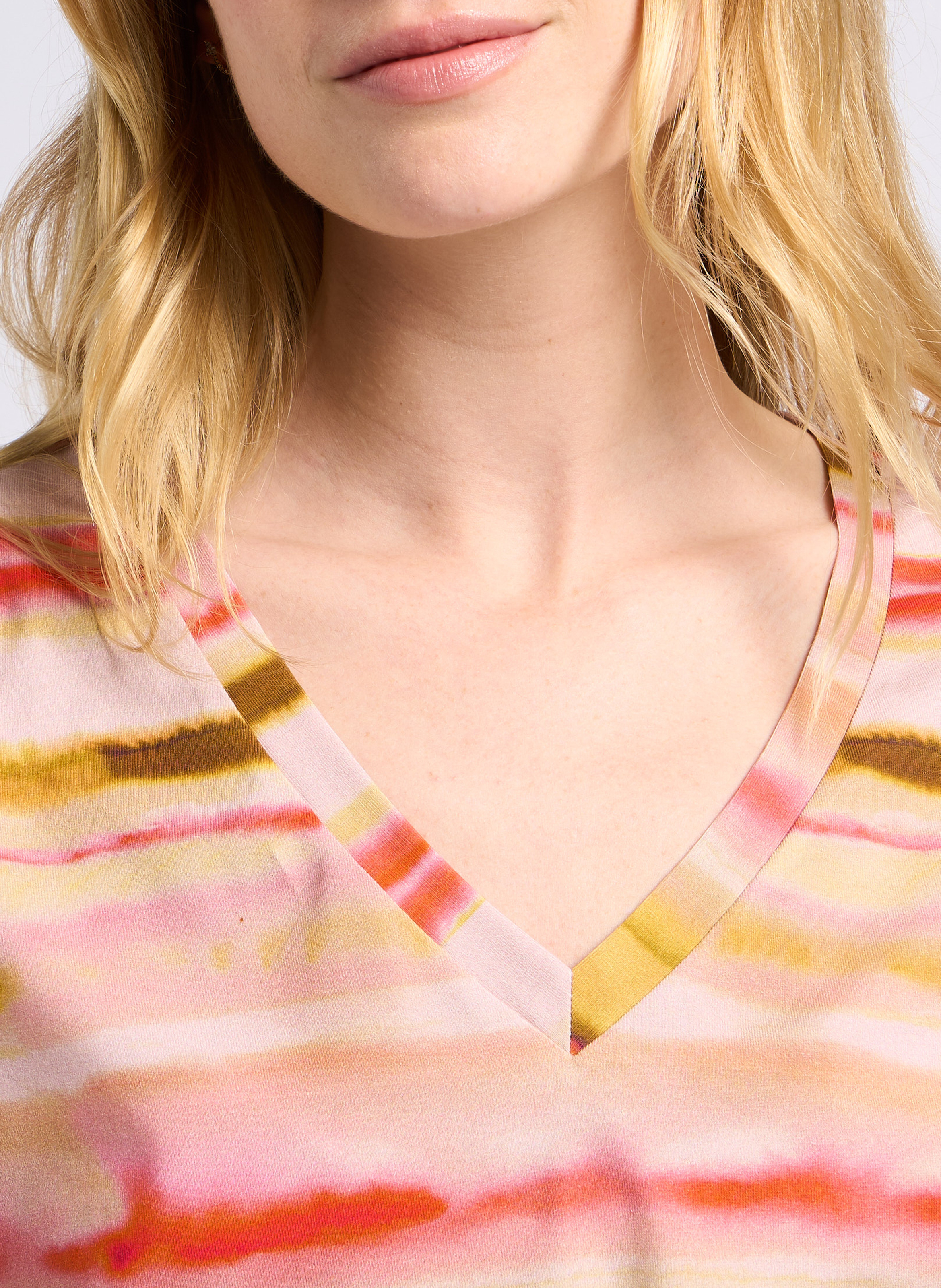 Bedrucktes T-Shirt aus Baumwoll-Mix mit V-Ausschnitt PAUL SMITH Rosa