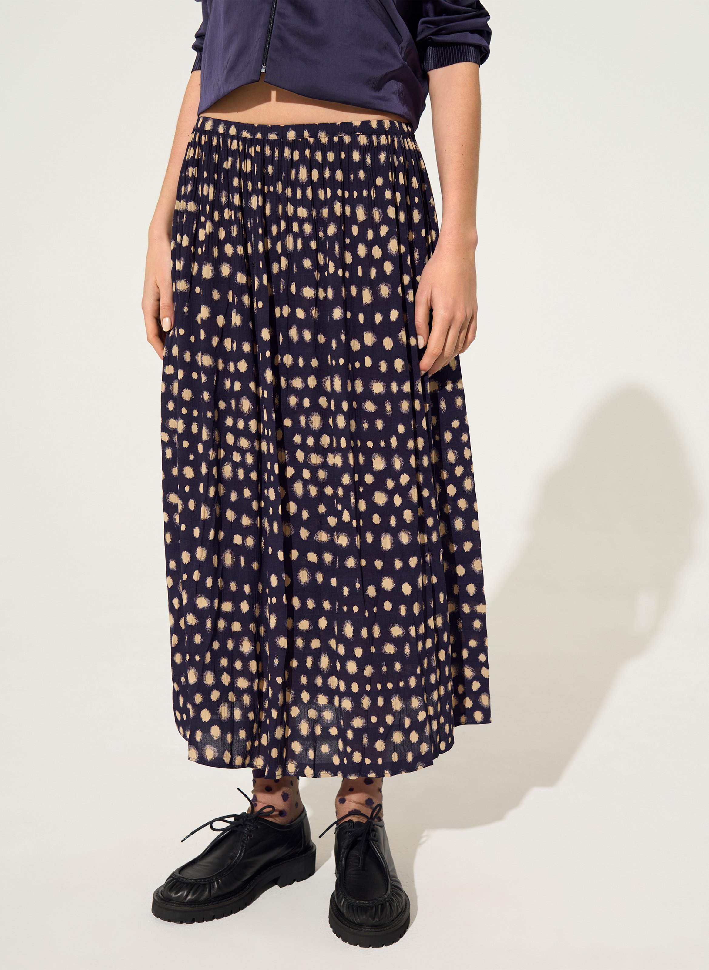 Pleated midi skirt with polka dots COTELAC Purple