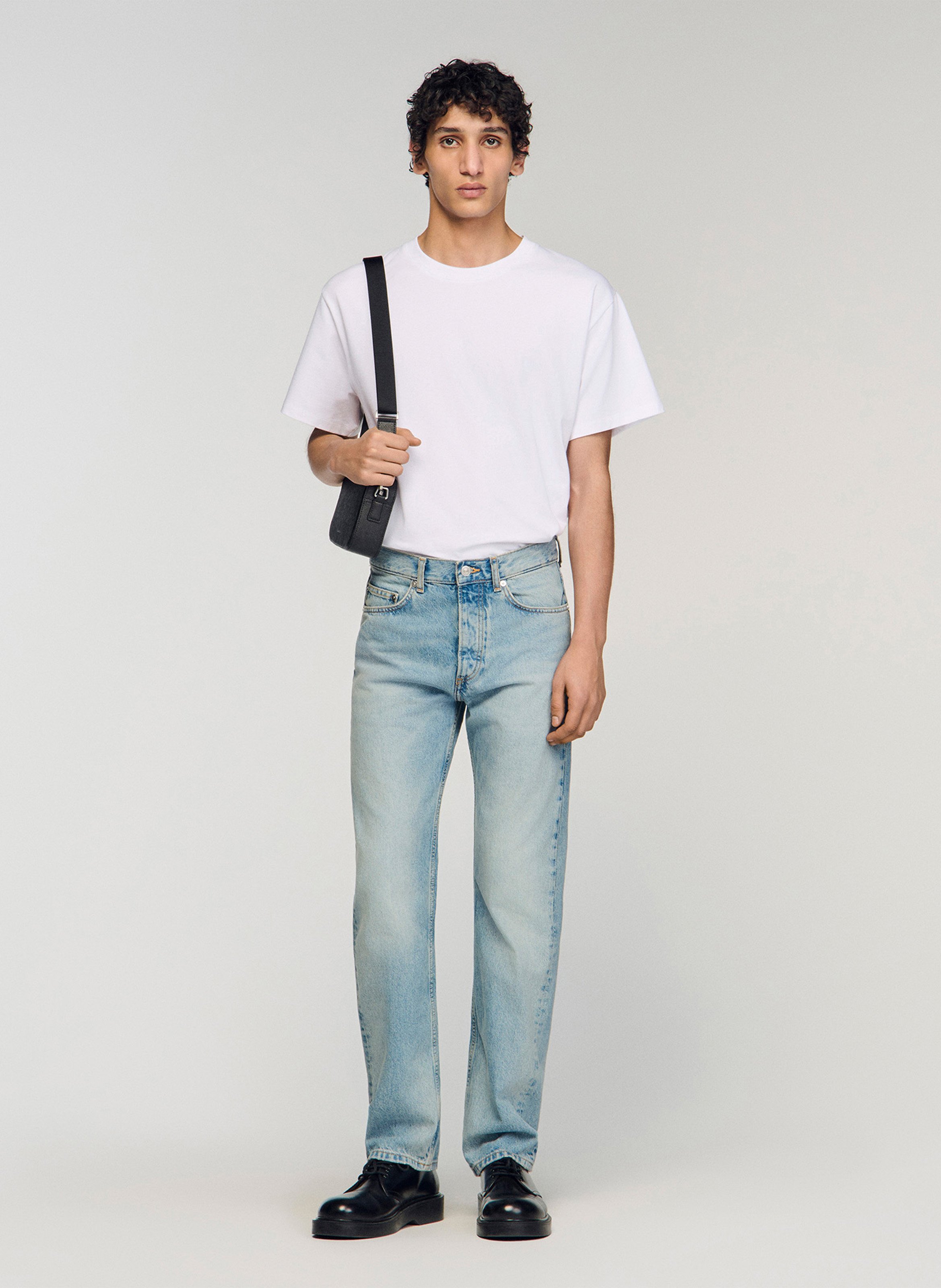 Jean droit en coton SANDRO Bleu