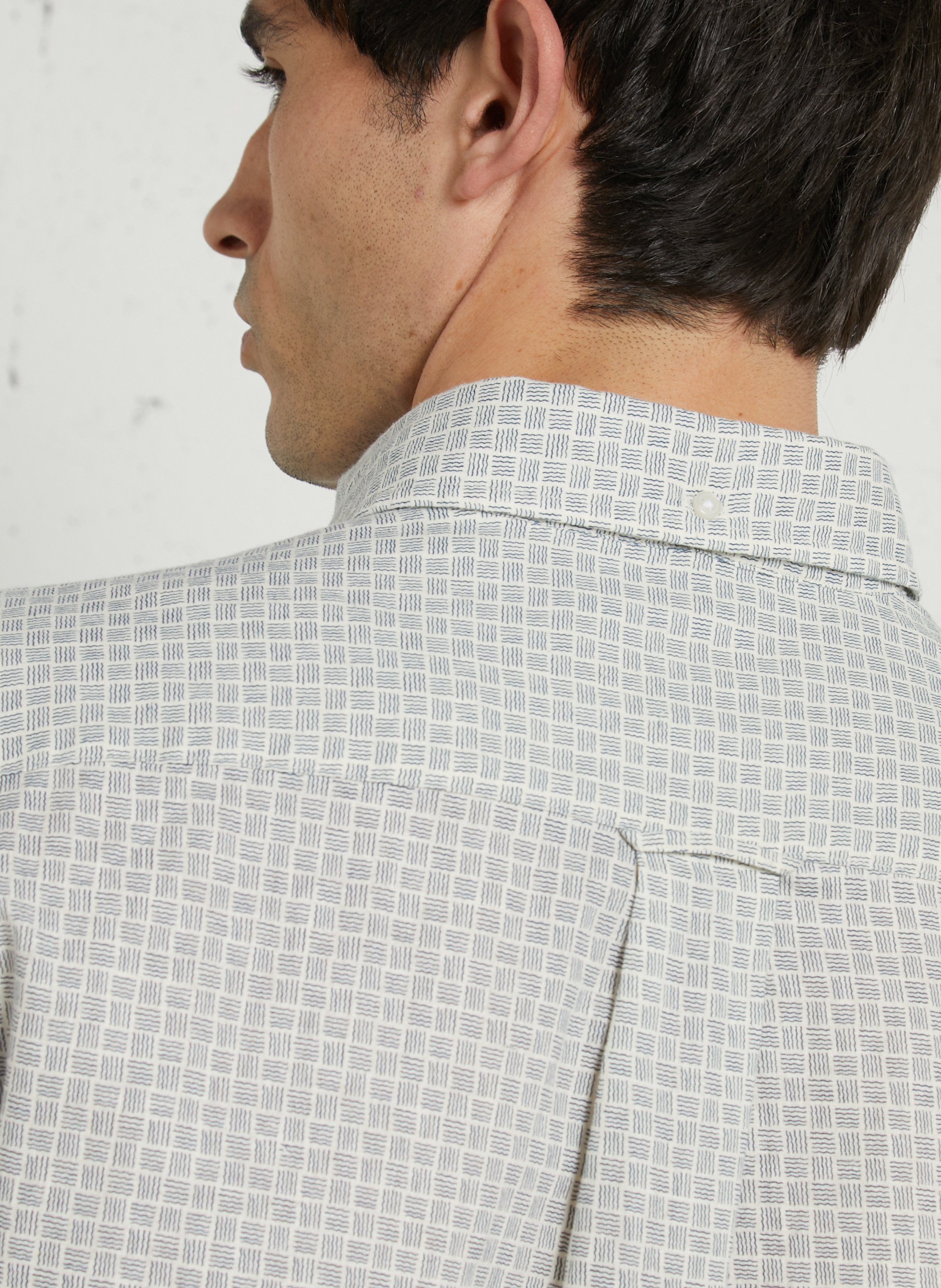 Gilet droit col classique en coton et lin GANT Beige