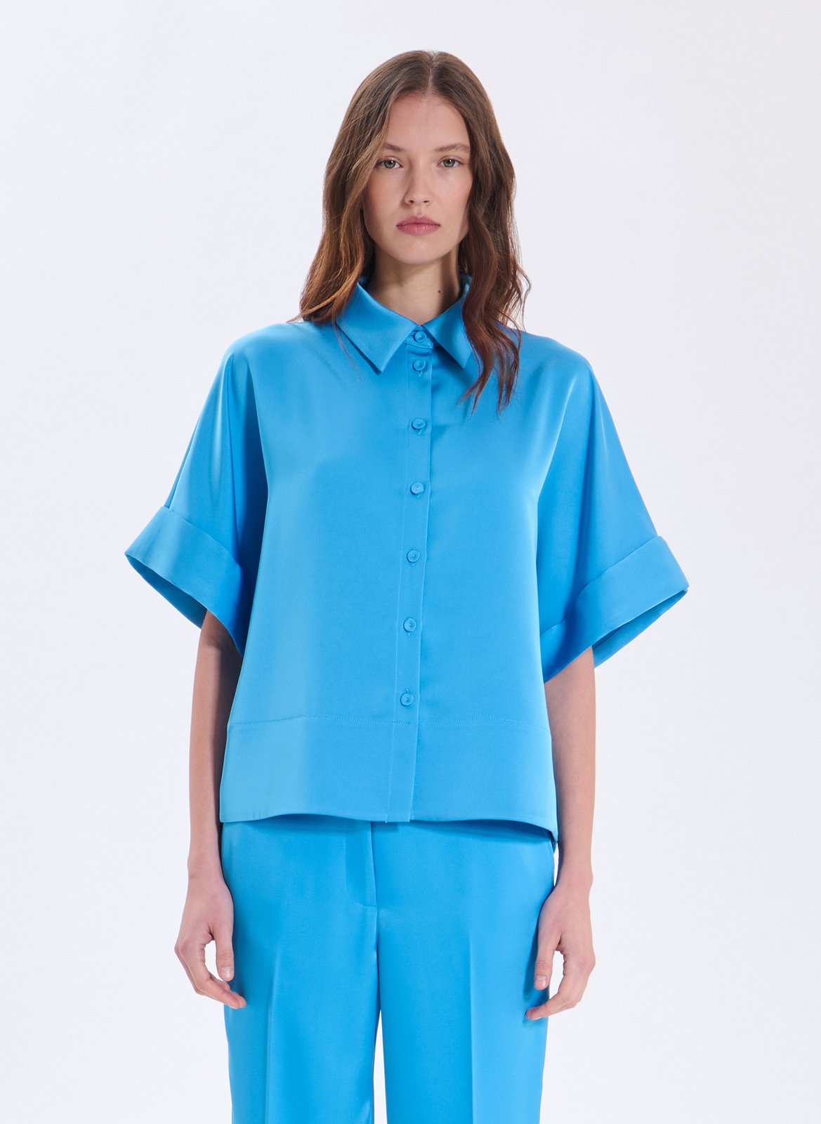 Oversize-Bluse mit klassischem Kragen ZAPA Blau