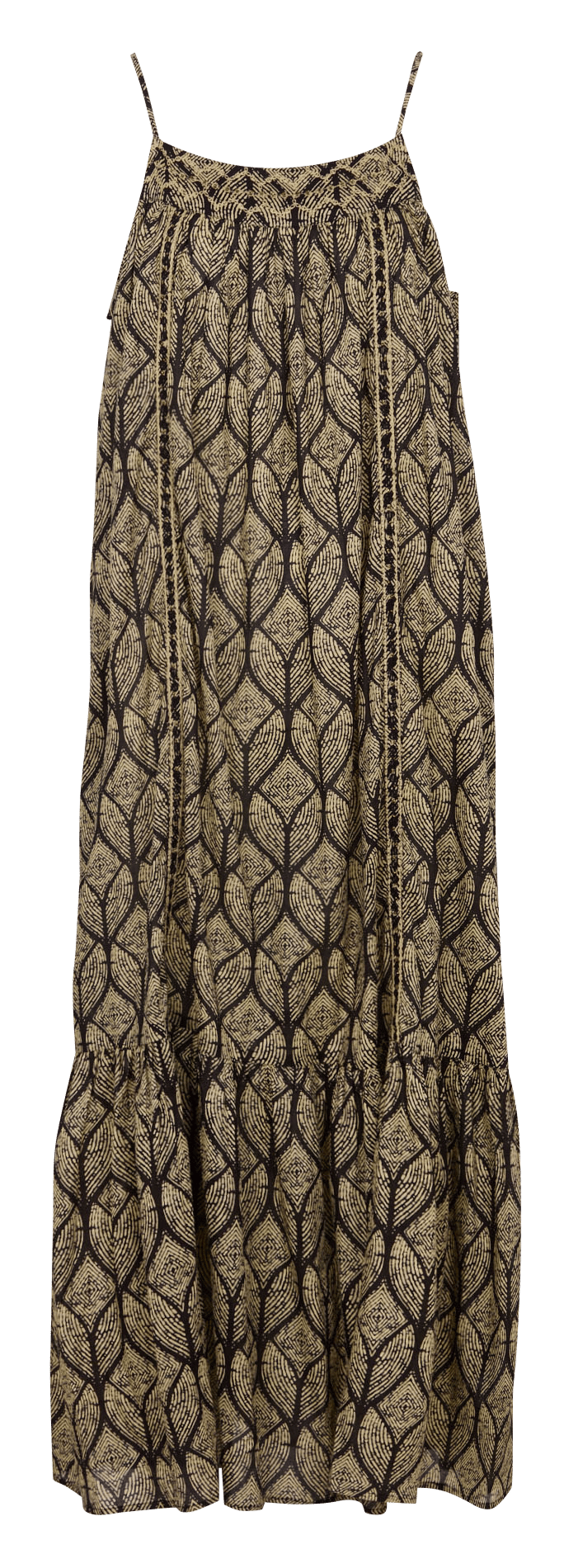 Lange jurk van bedrukt katoen MKT Zwart