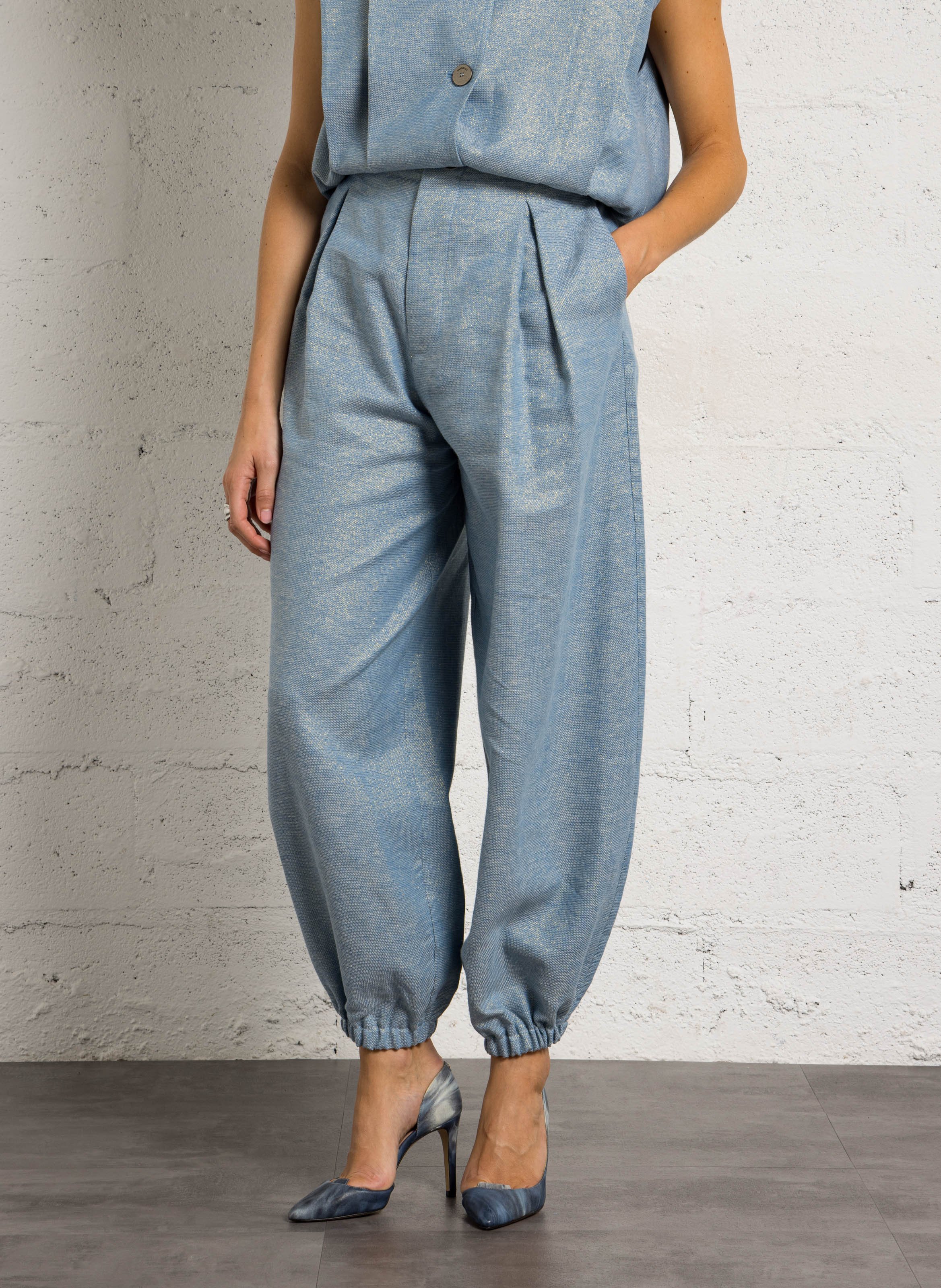 Pantalon large pailletté IMPERIAL Bleu