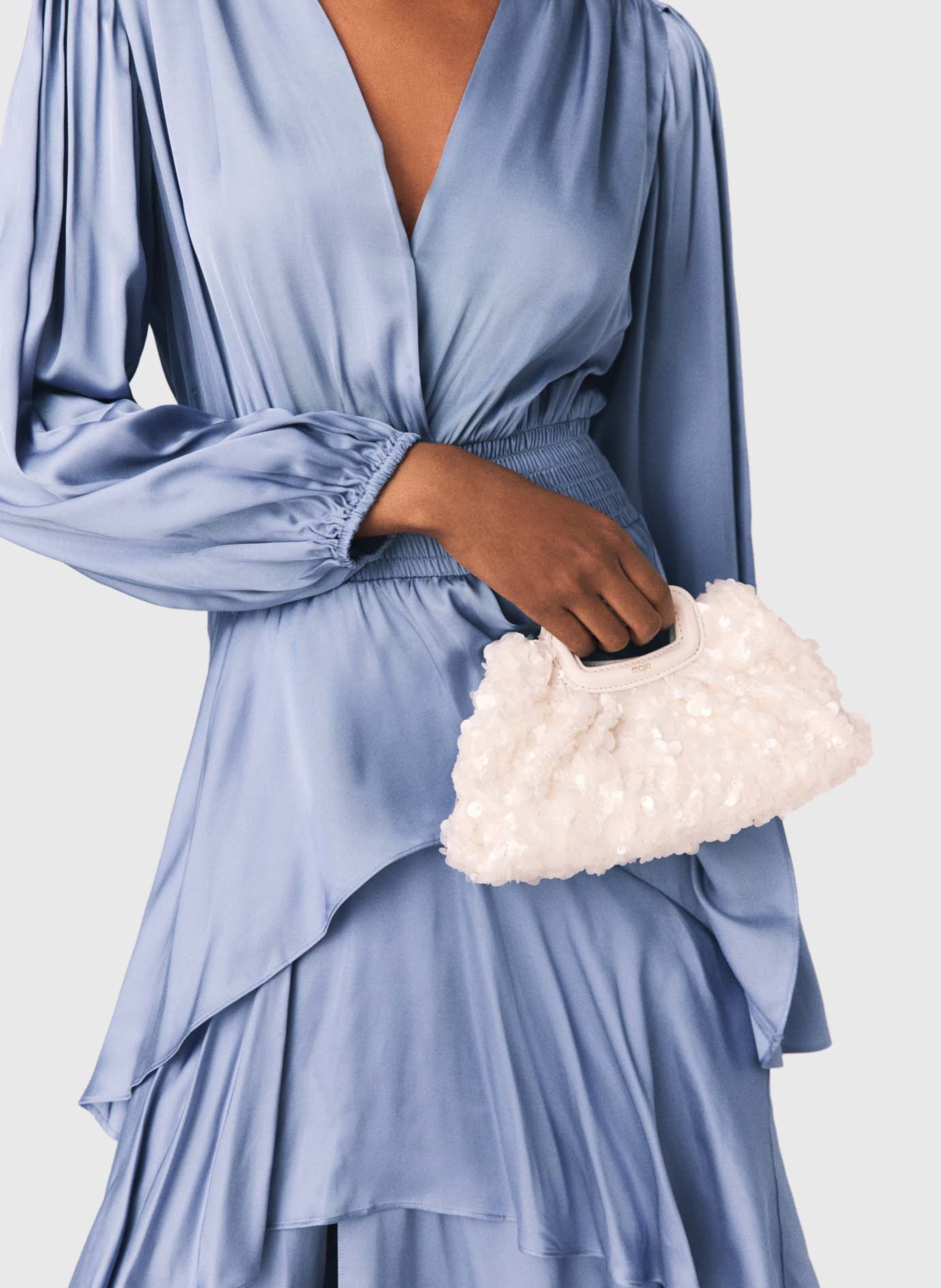 Sequined shoulder bag MAJE White