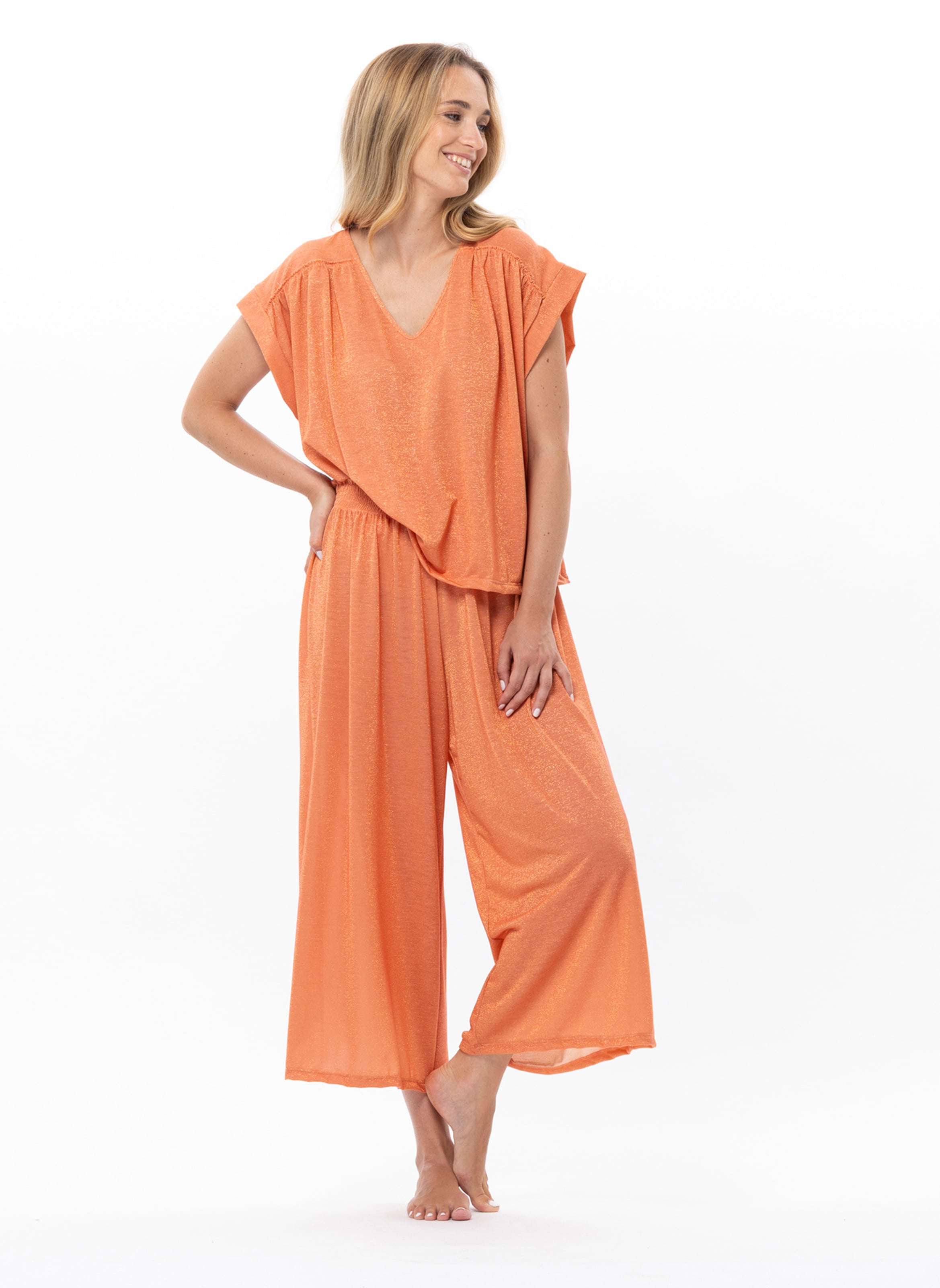 Pantalon en maille lurex LE CHAT Orange