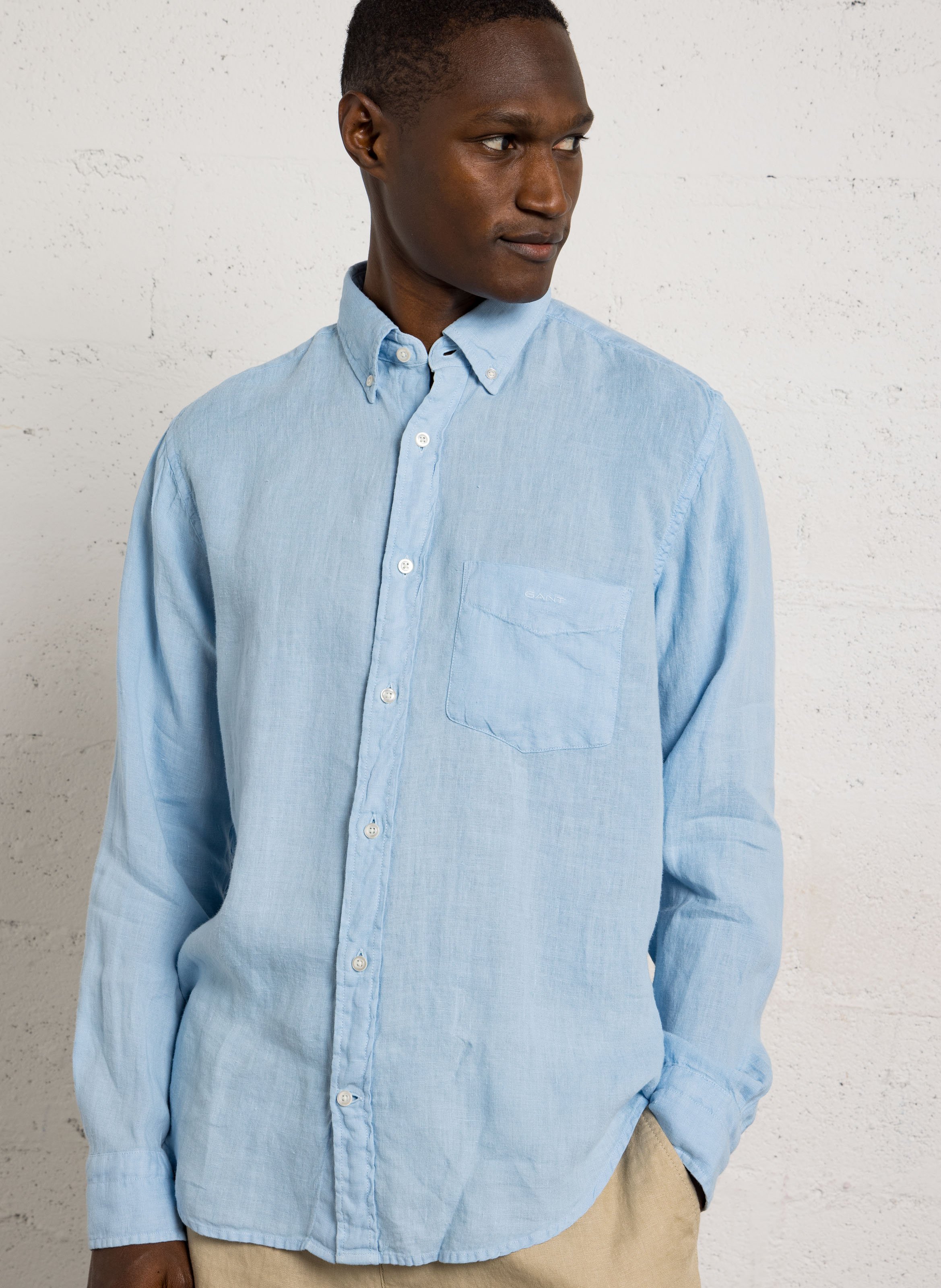 Chemise droite col classique en lin GANT
