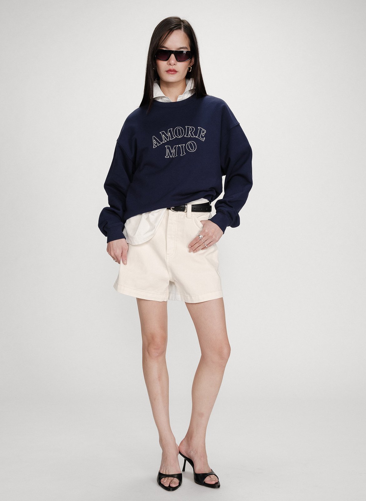 Cotton round-neck sweatshirt GRACE ET MILA Blue
