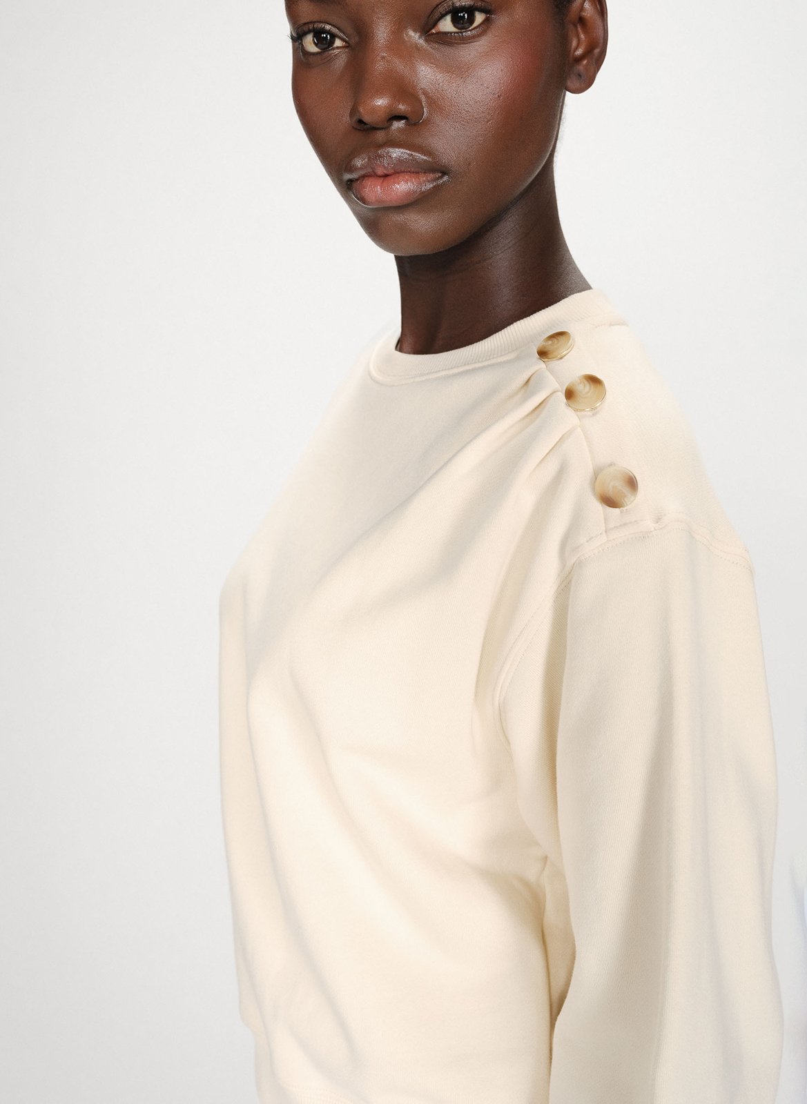 Pull col rond  en coton Jaune