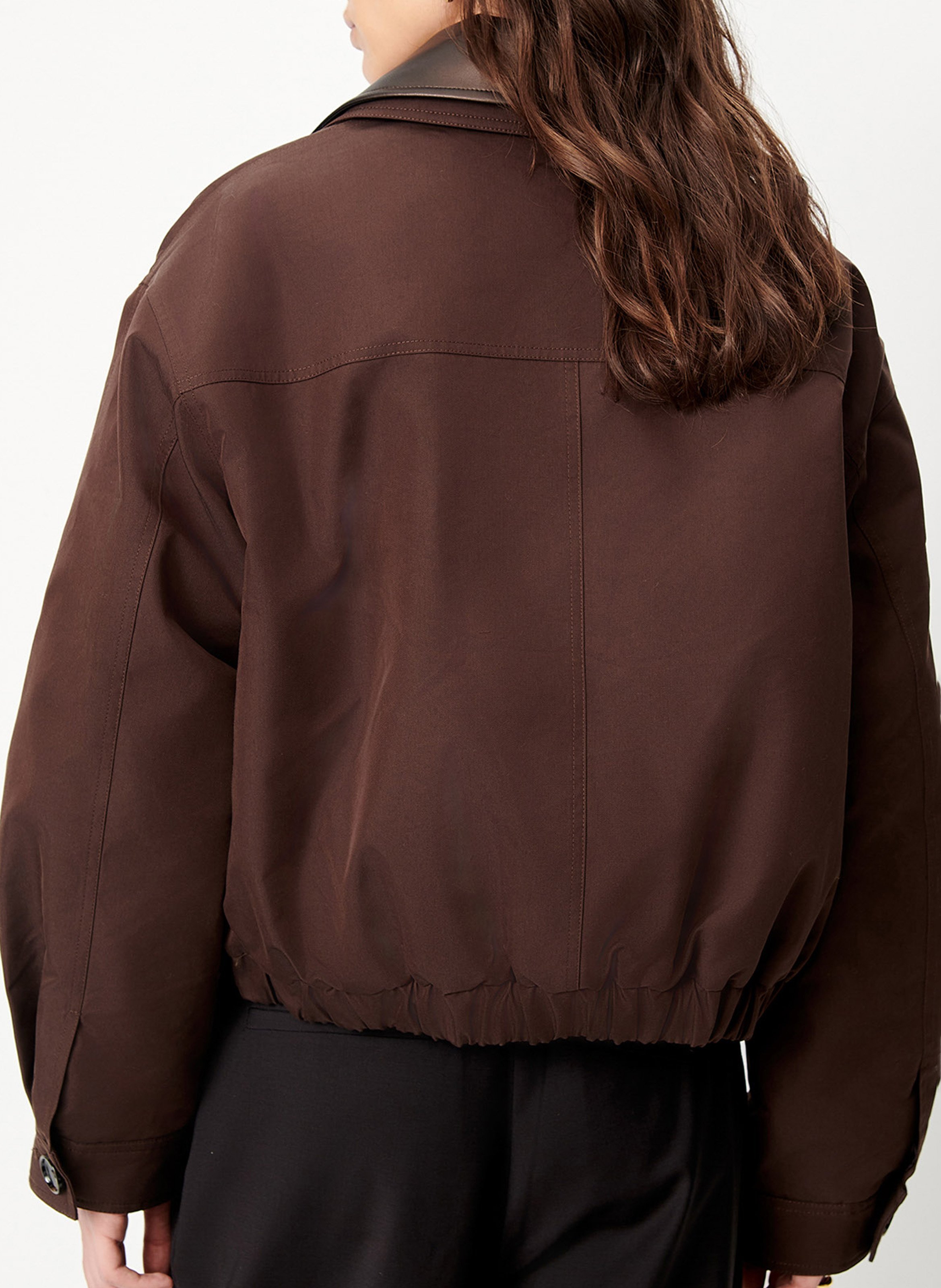 Loose-fitting plain zip-up jacket SESSUN Brown