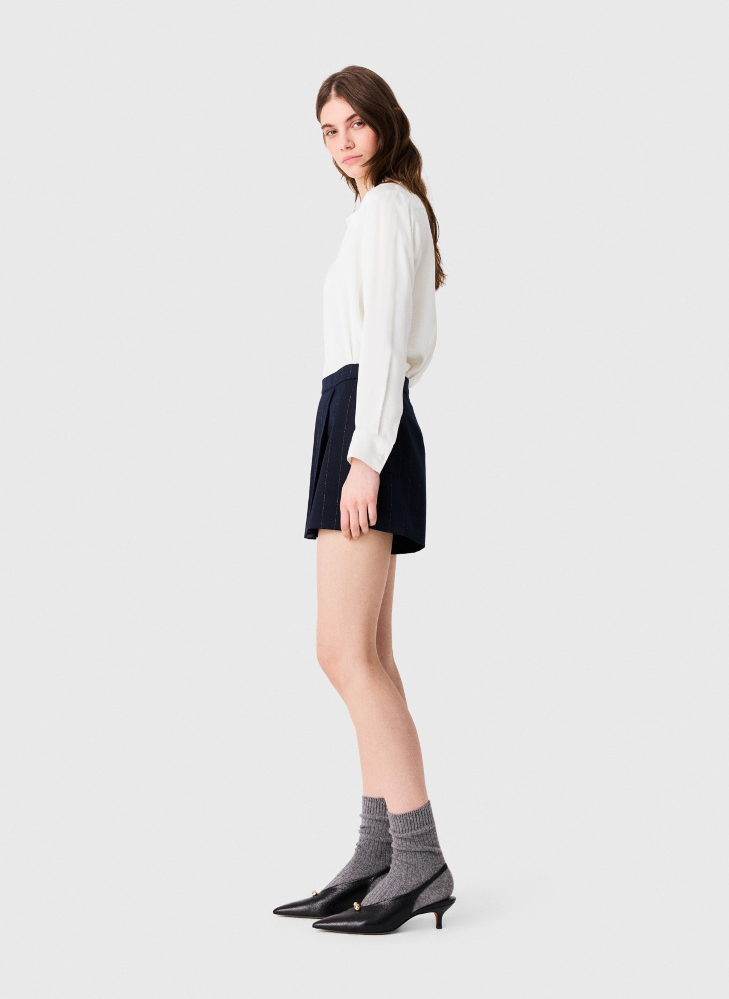 Chemise col classique en soie MAJE Blanc