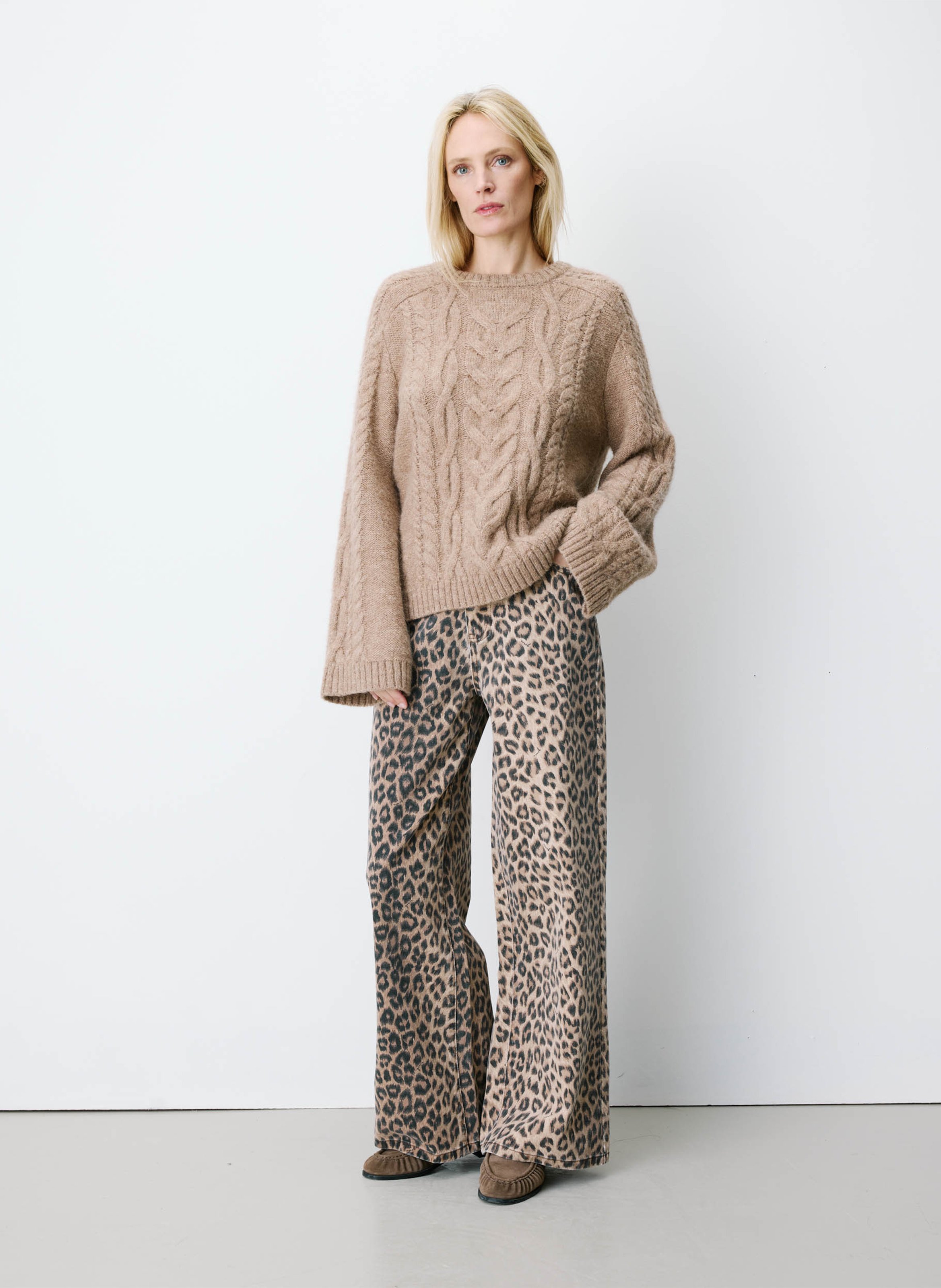 Straight twisted knit sweater GRACE ET MILA Beige