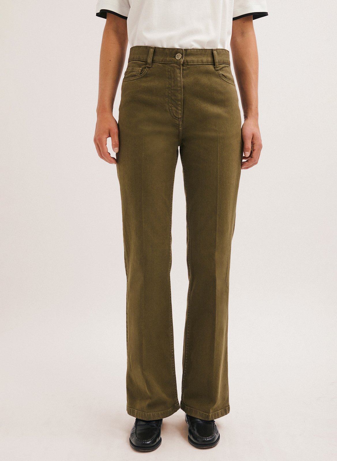 Wide-leg cotton-blend jeans PABLO Khaki