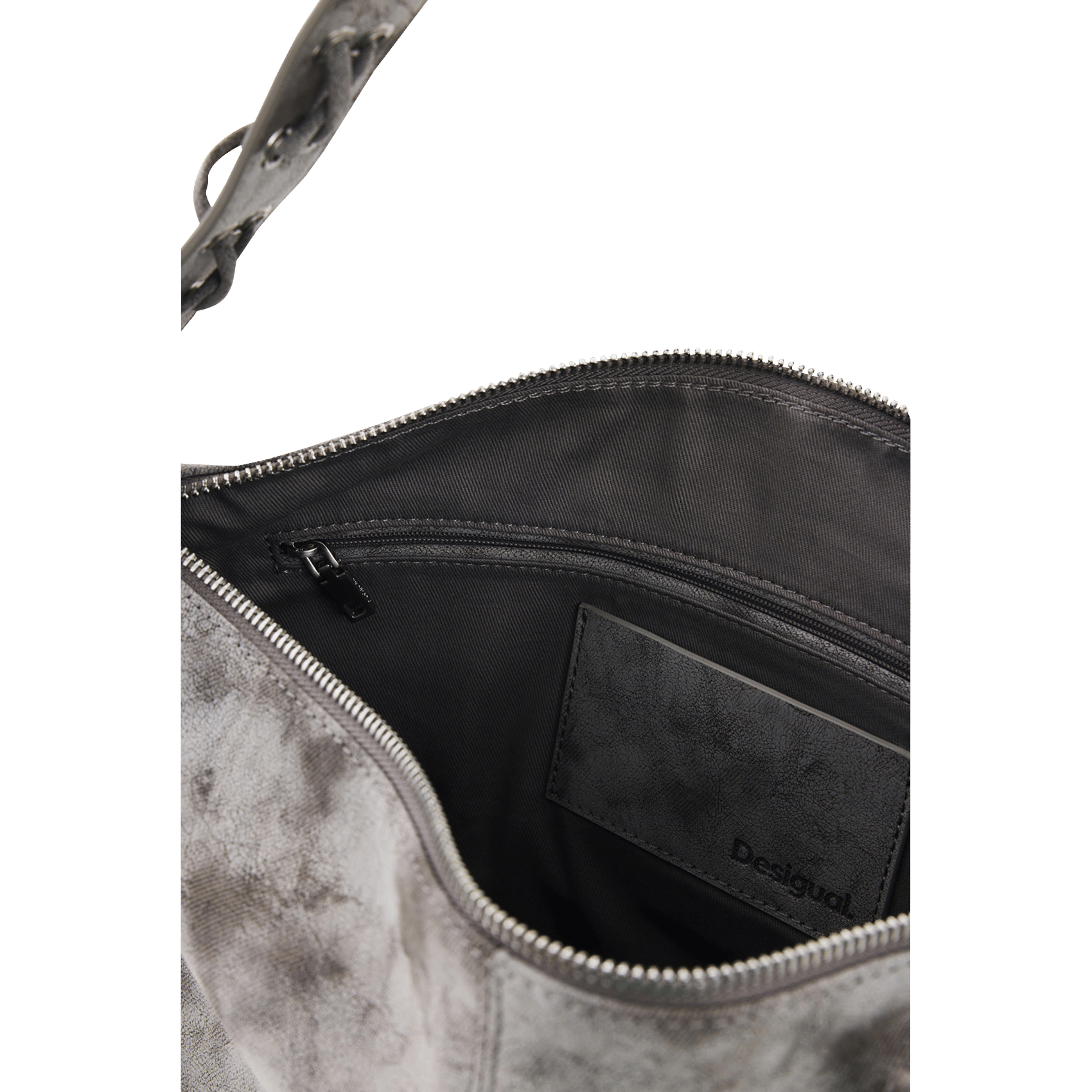 Sac bandoulière zippé à fleurs DESIGUAL Noir