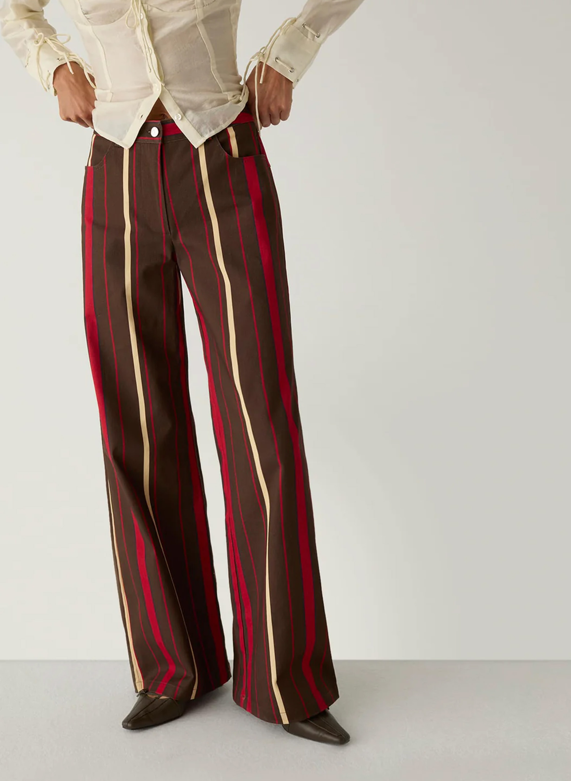 Pantalon droit en coton mélangé LAAGAM Marron