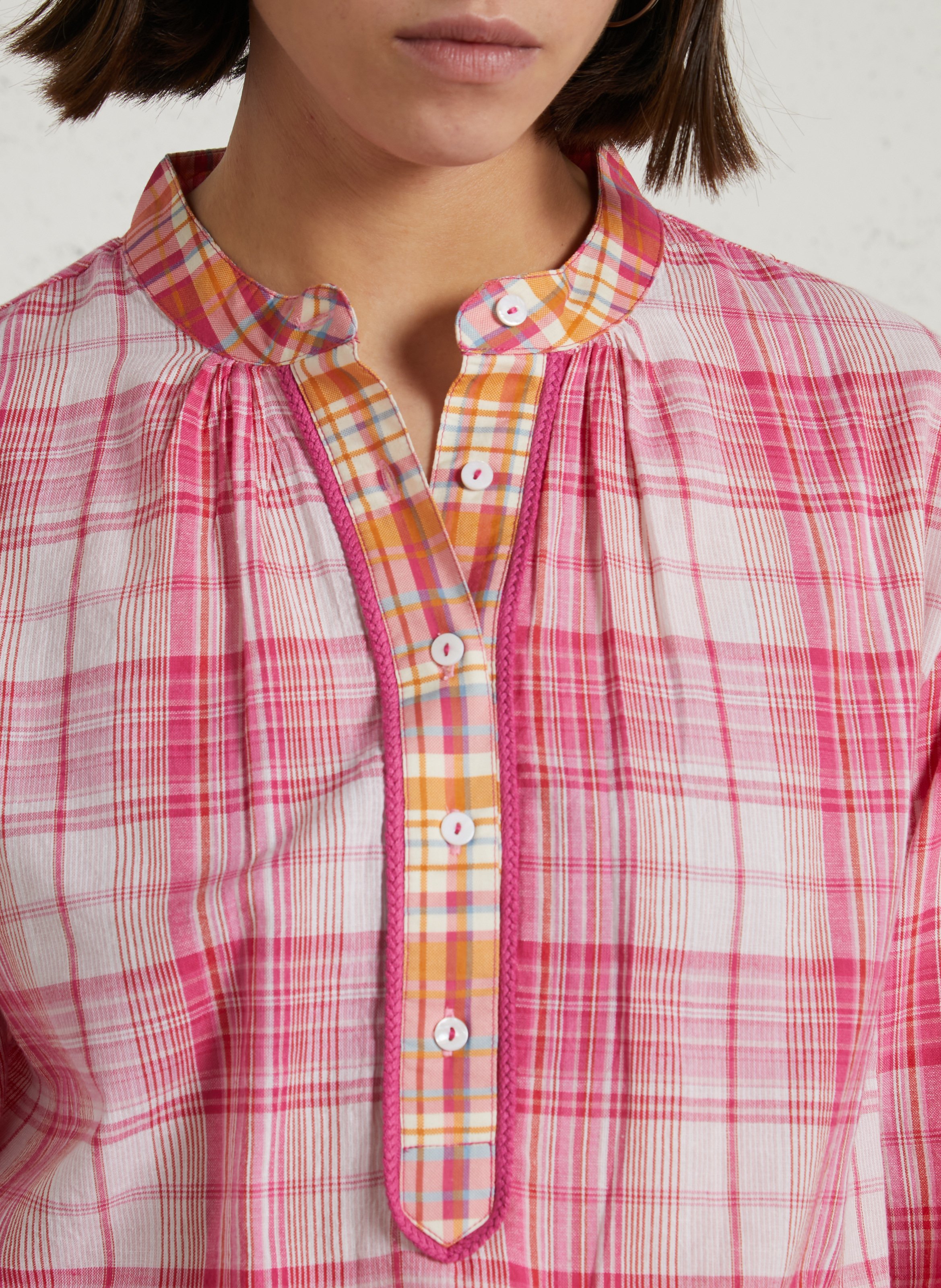 Chemise à carreaux en coton MAISON 123 Rose