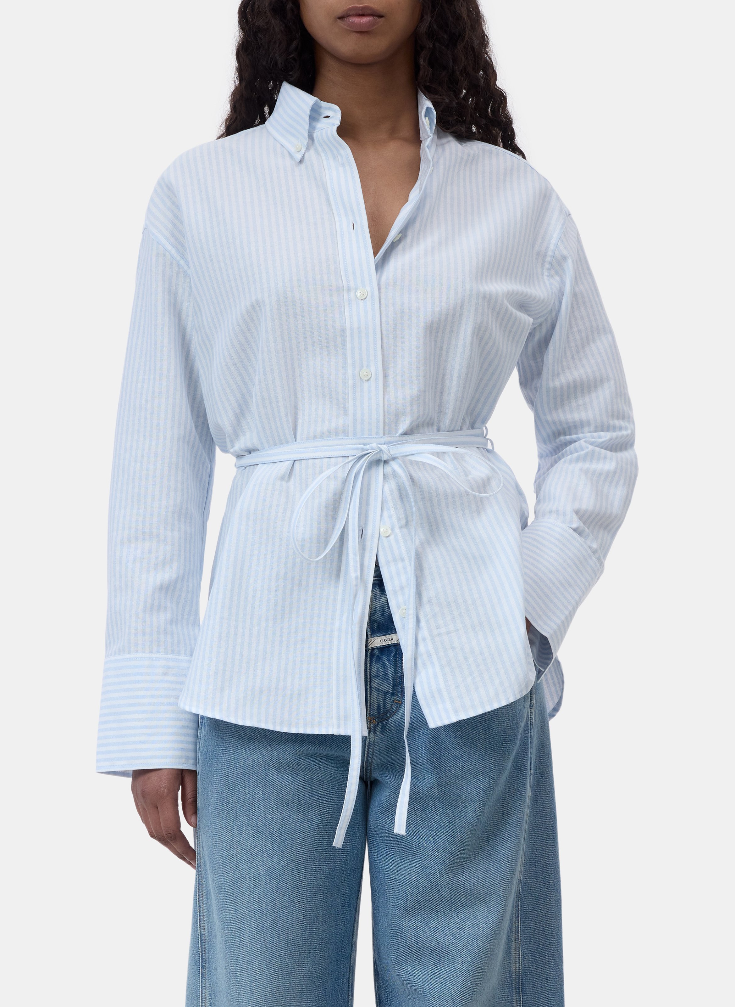 Belted striped shirt CLOSED Blue