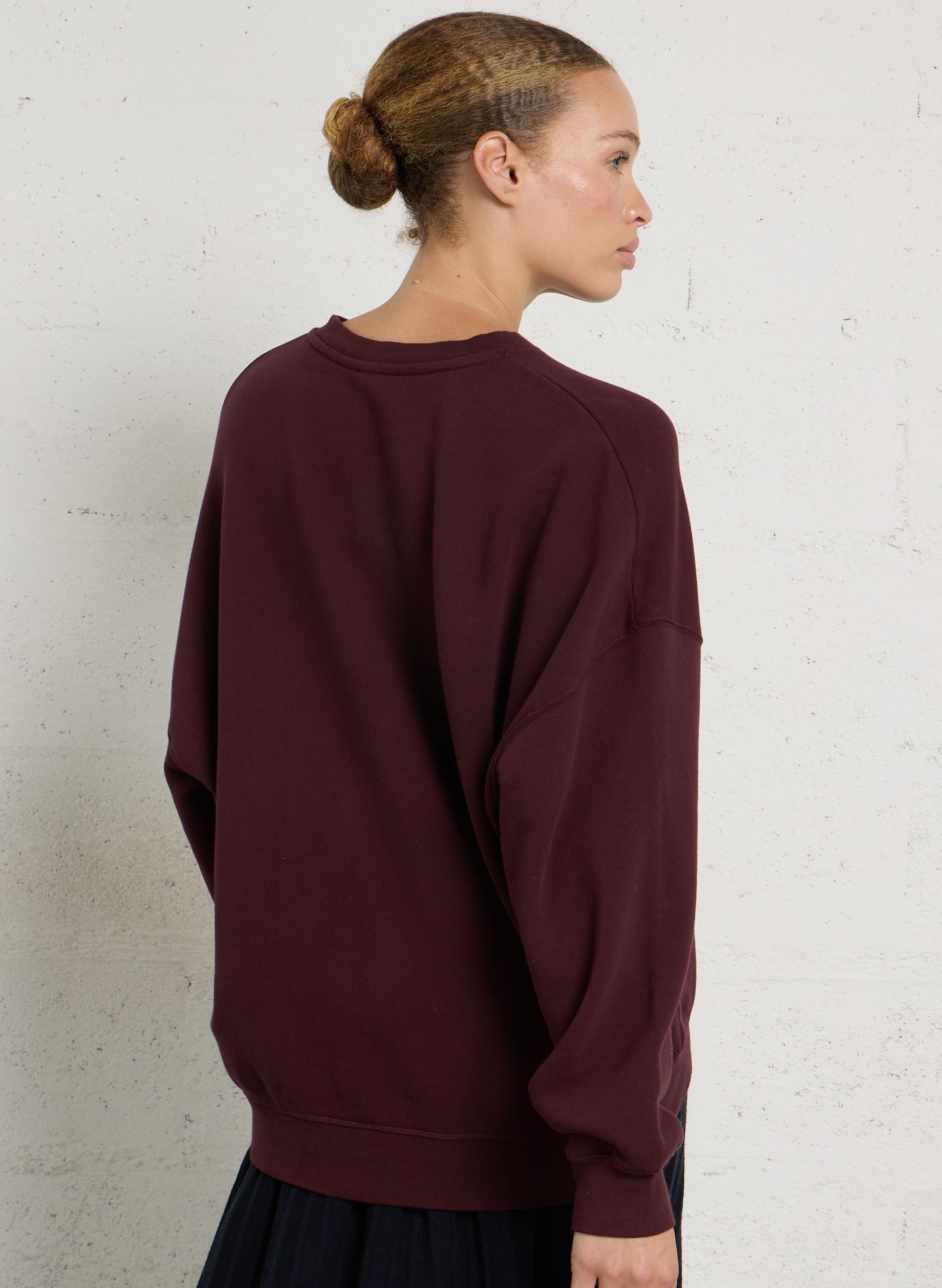 Oversized cotton-blend sweatshirt with round neck AMERICAN VINTAGE Red