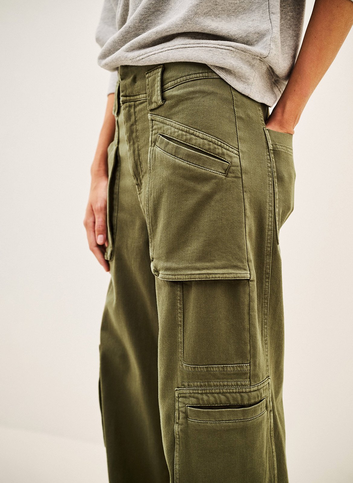 Pantalon cargo large en coton mélangé BA&SH Kaki