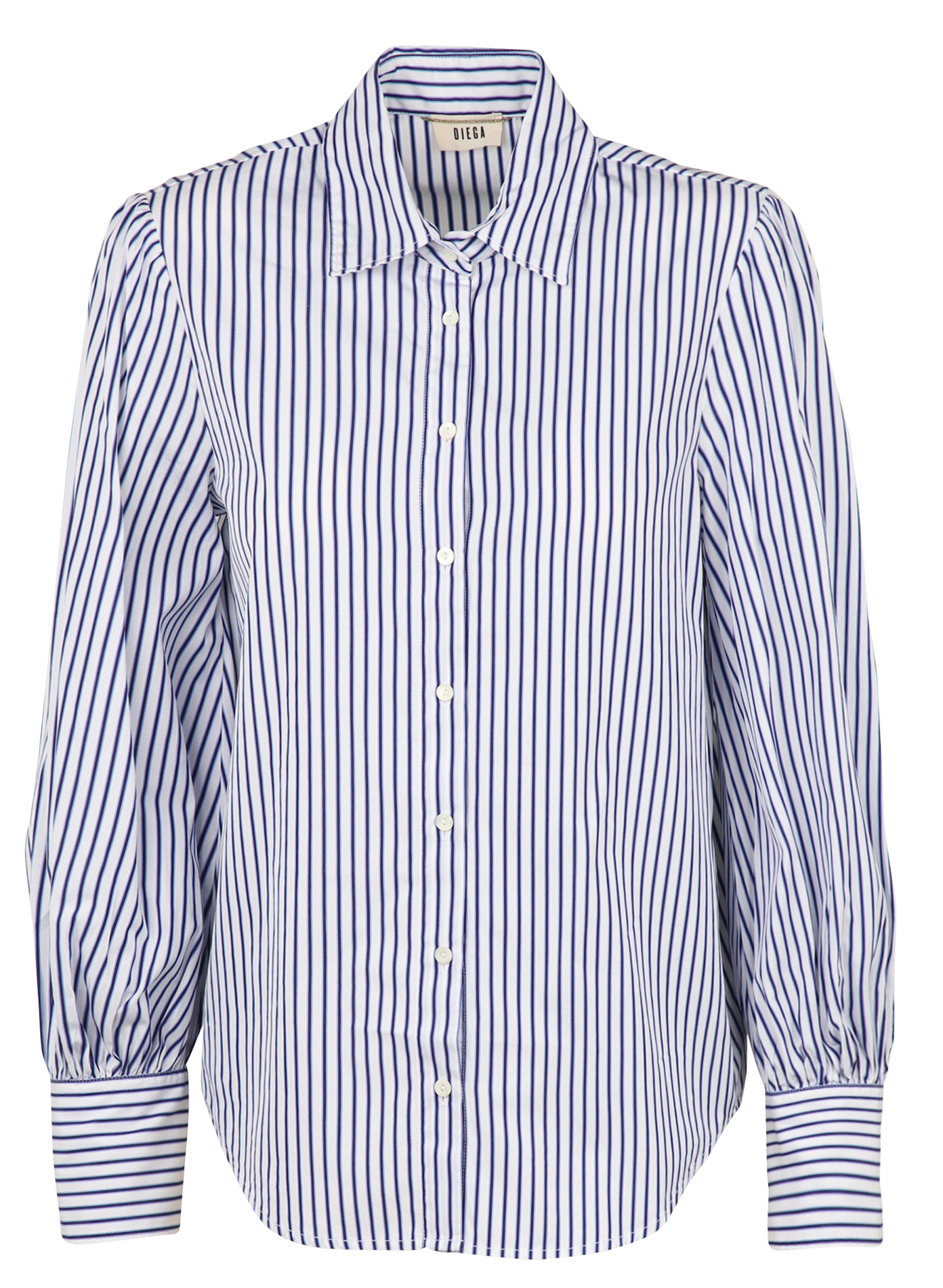 Striped straight cotton shirt with classic collar DIEGA White