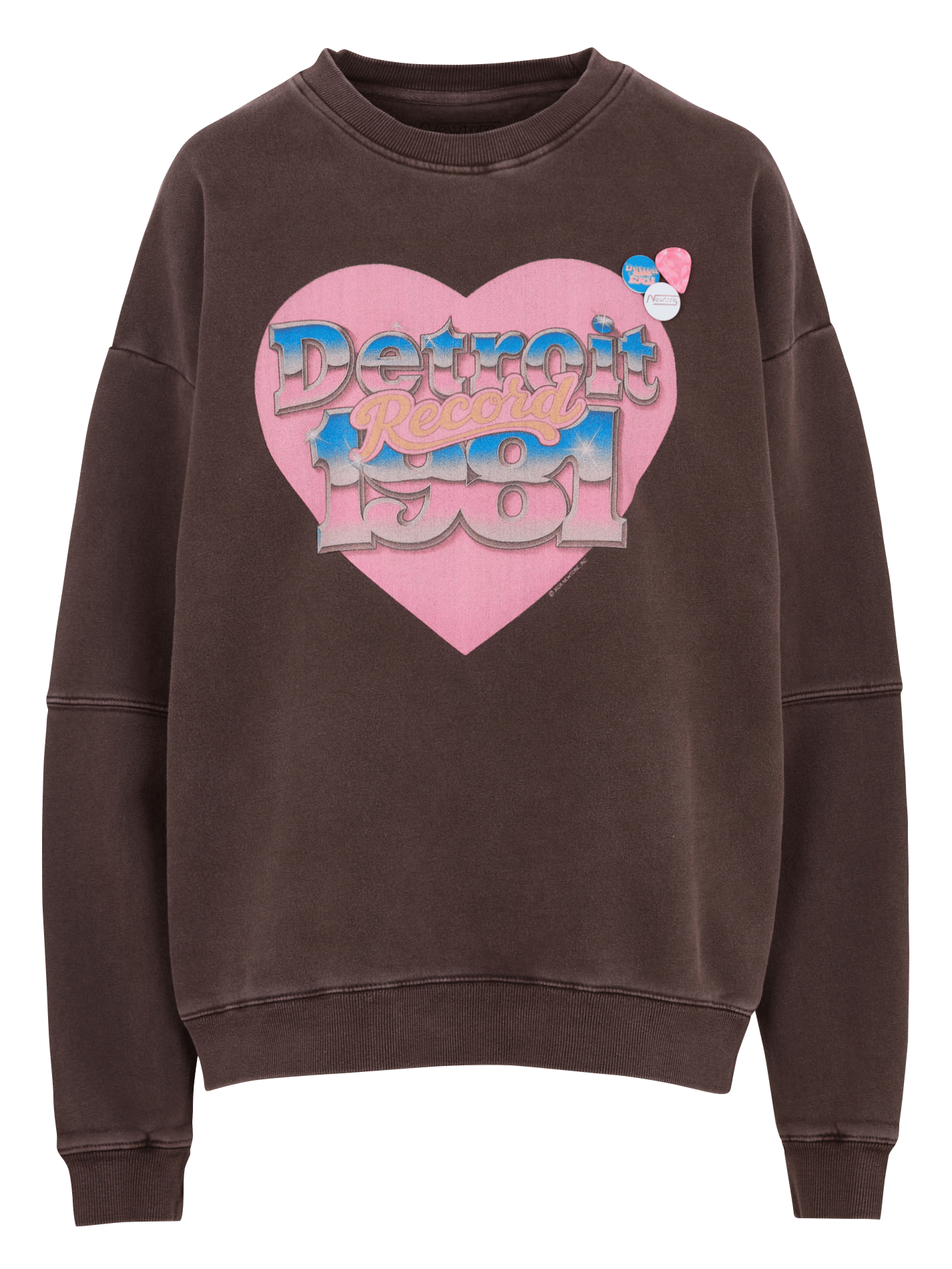 Sweat ample col rond sérigraphié en coton mélangé NEWTONE Marron