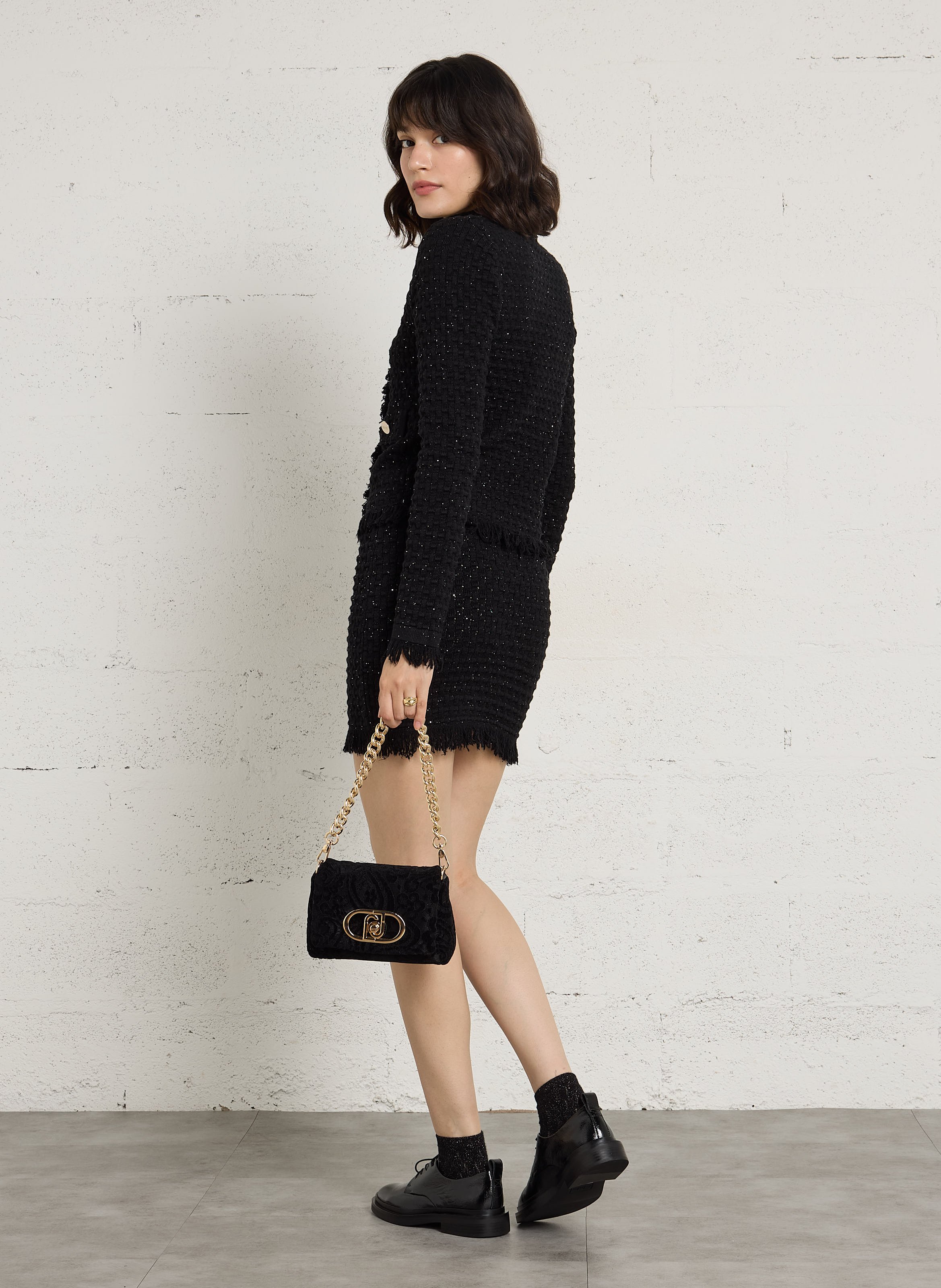 Lace-effect shoulder bag LIU JO Black