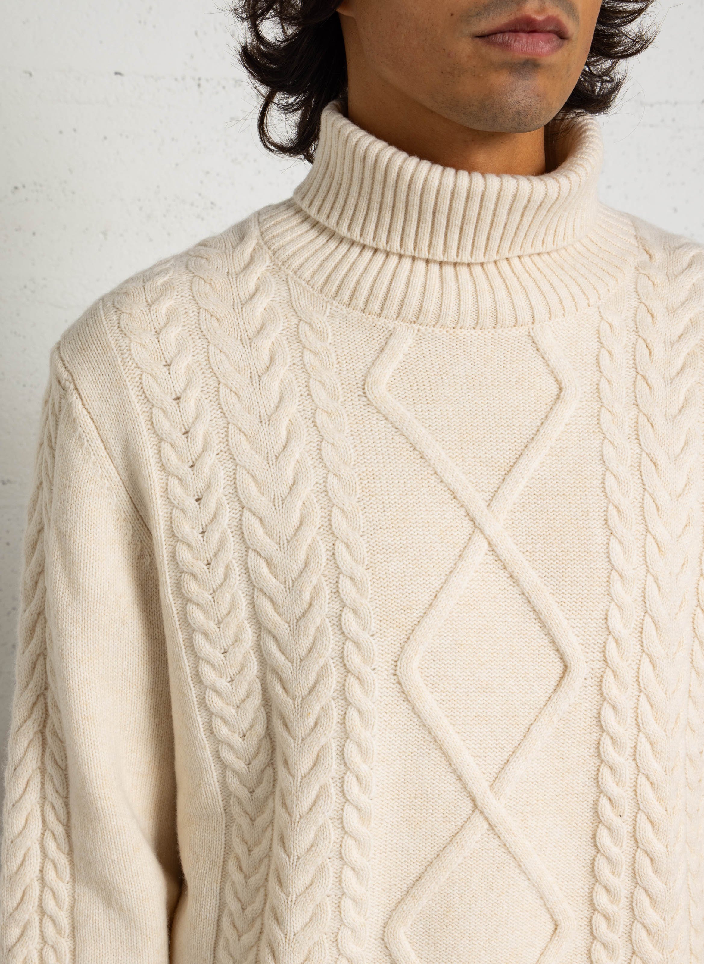 Gerade geschnittener Rollkragenpullover aus Wolle und Kaschmir HACKETT Weiss