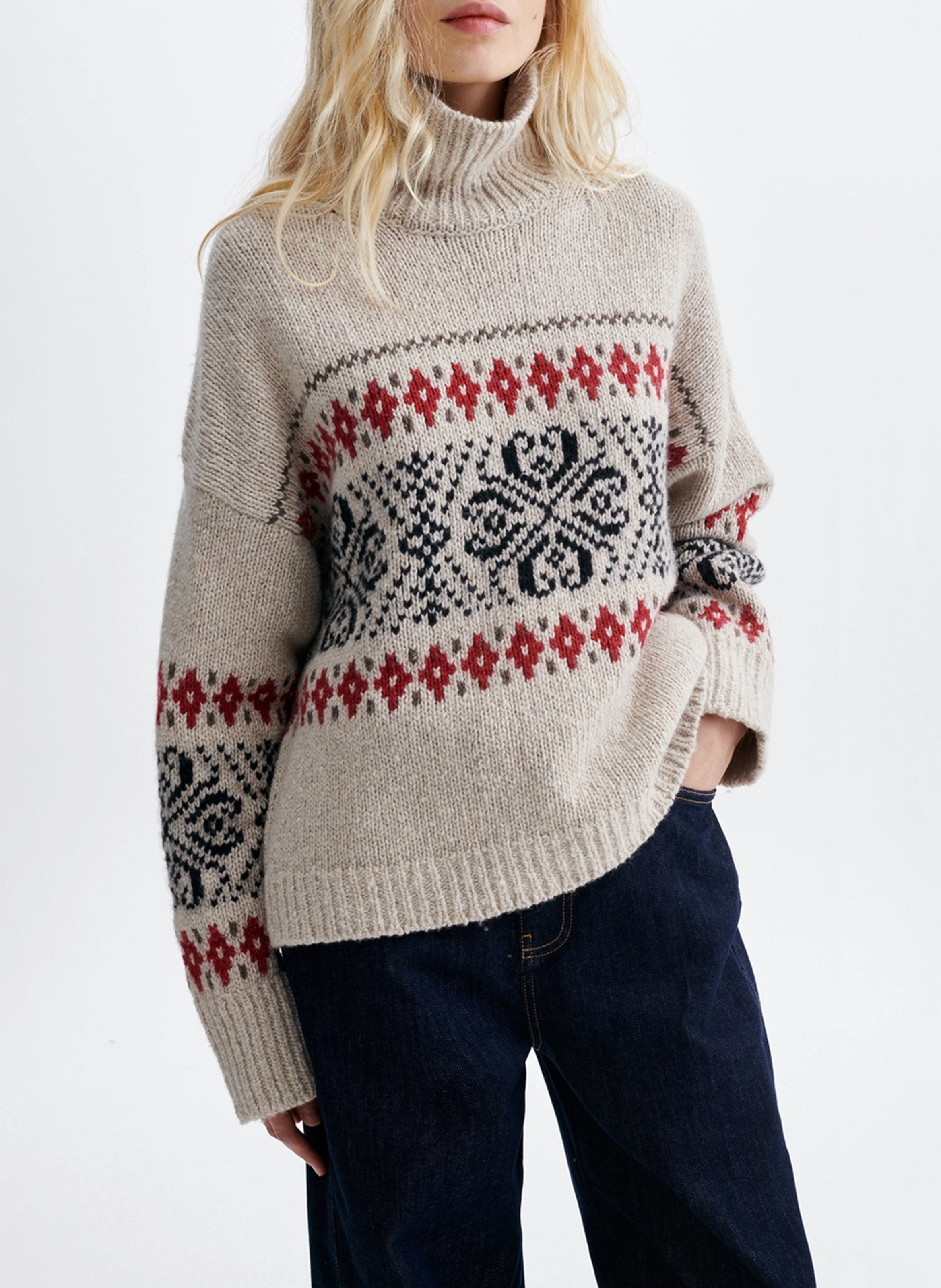 Pullover aus Wollmix mit Stehkragen und Print VANESSA BRUNO Gelb