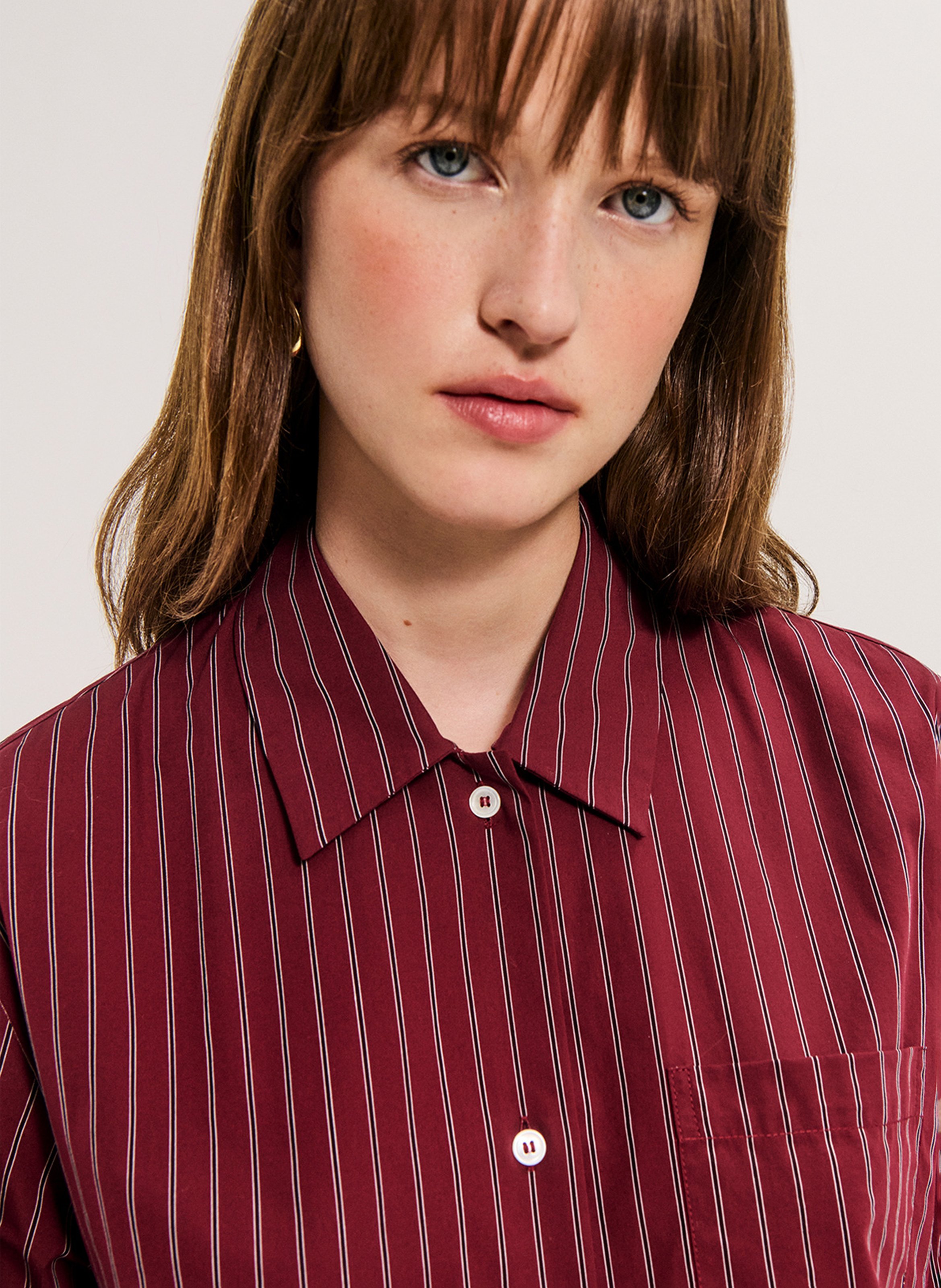 Chemise droite en coton PABLO Rouge