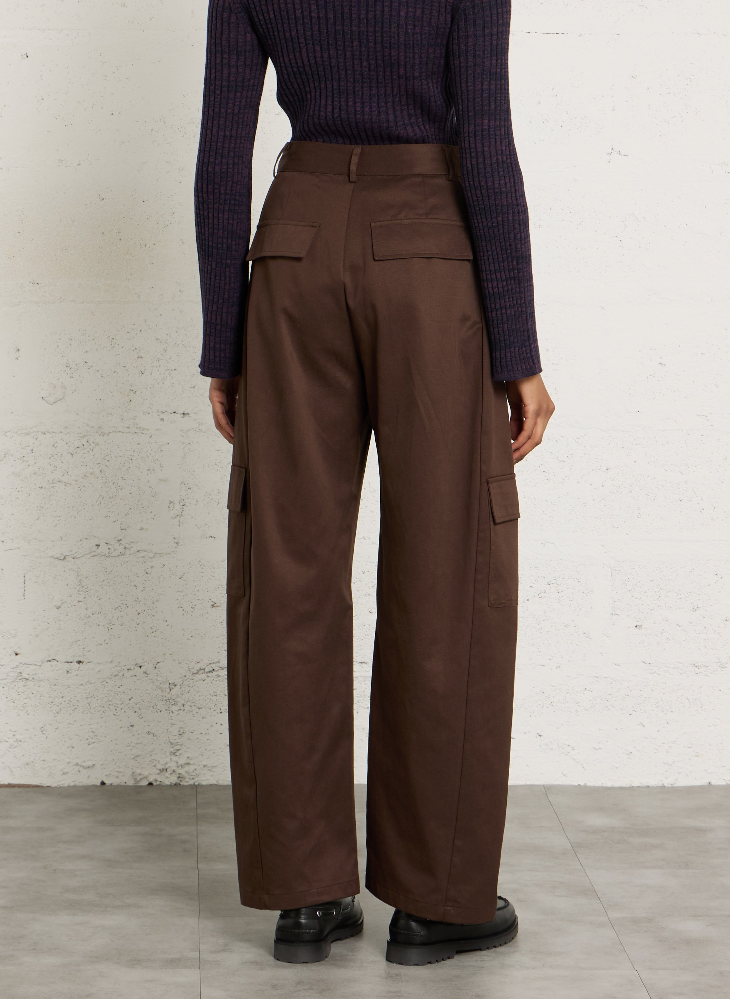 Pantalon barrel en coton mélangé LA PETITE ETOILE Marron
