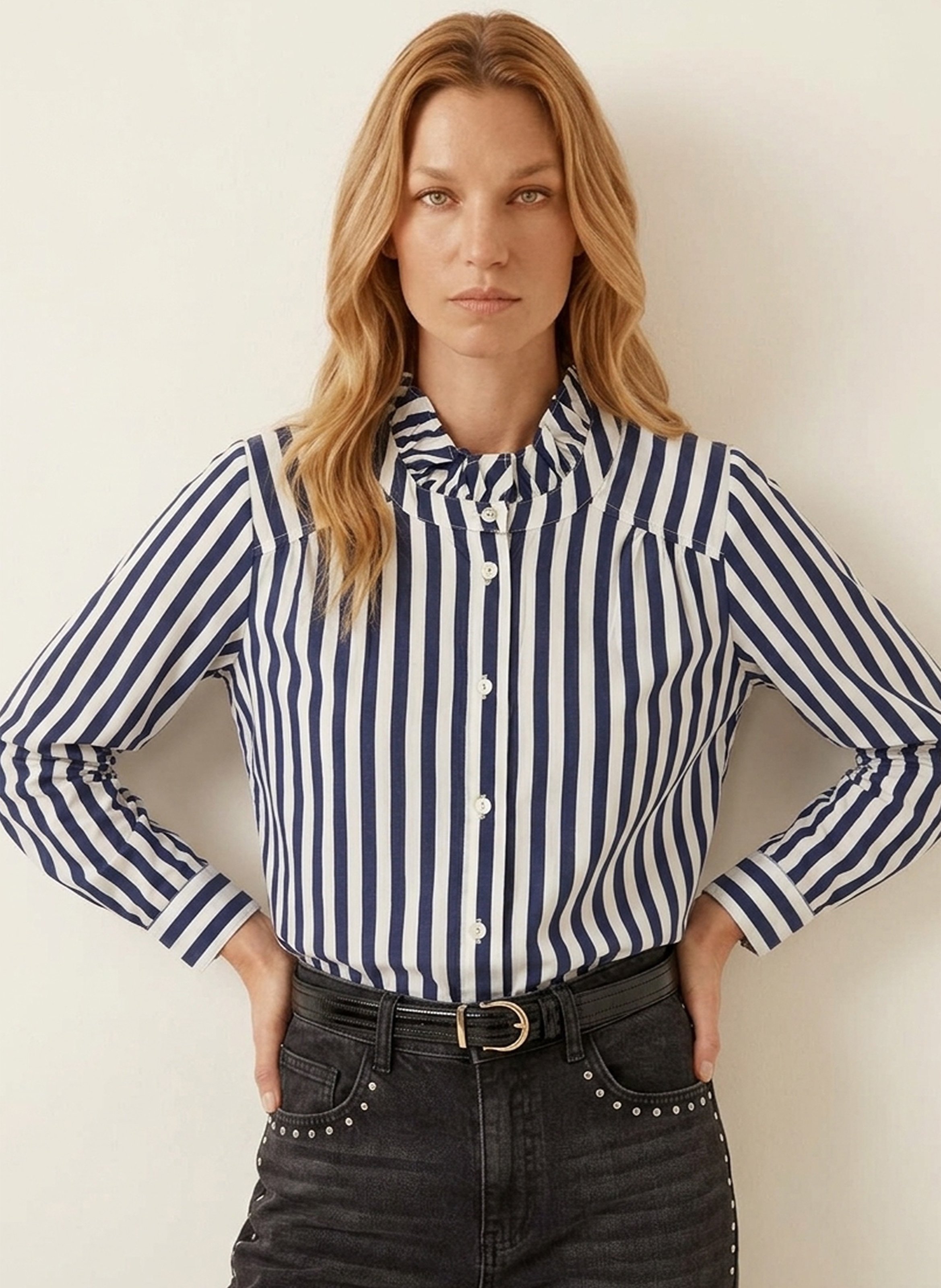 Oversize-Baumwollbluse mit Streifen KOOKAI