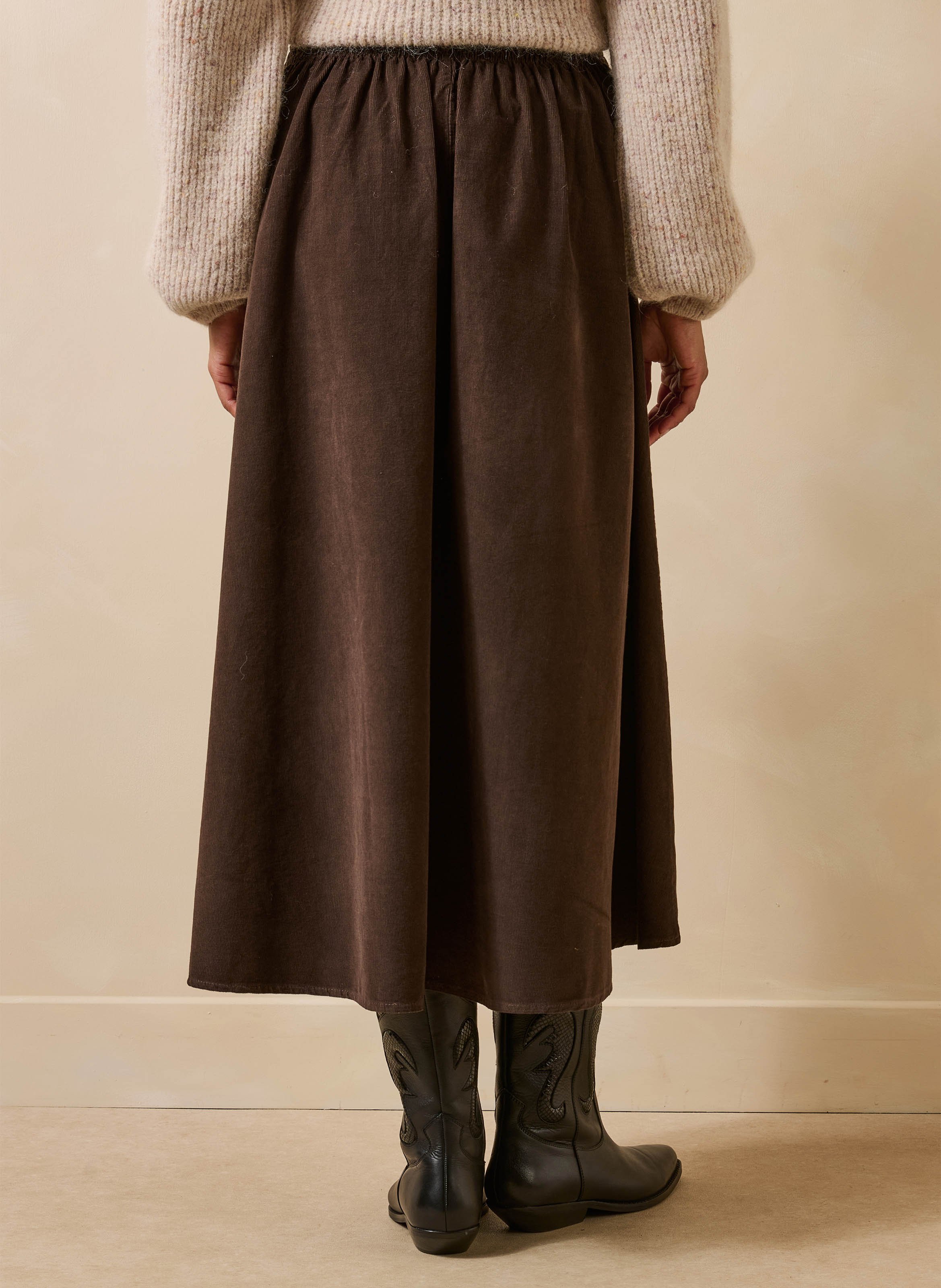 Flared midi cotton skirt | Brown LA FEE MARABOUTEE Women