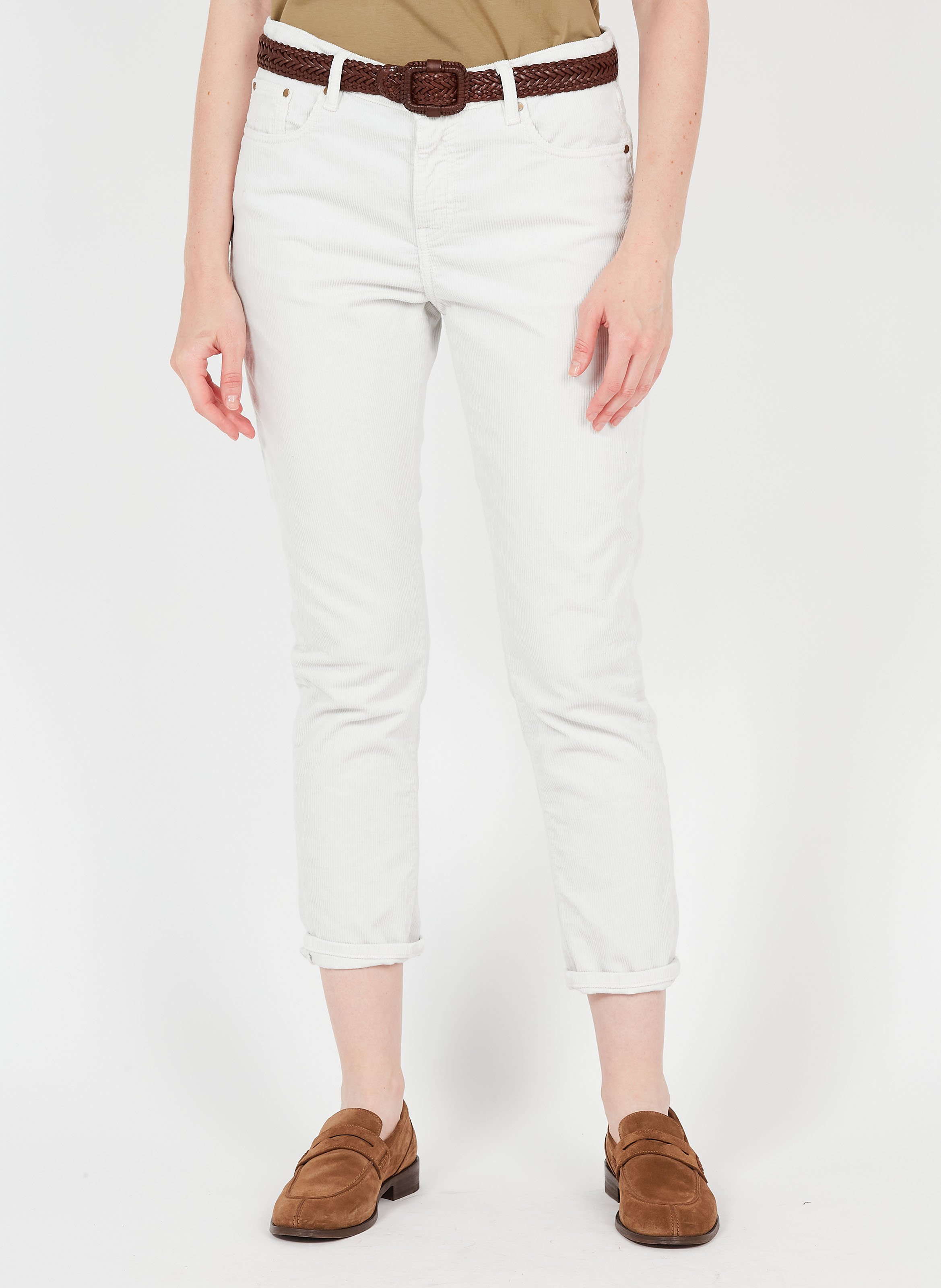 Straight-leg cotton corduroy pants ACQUAVERDE White