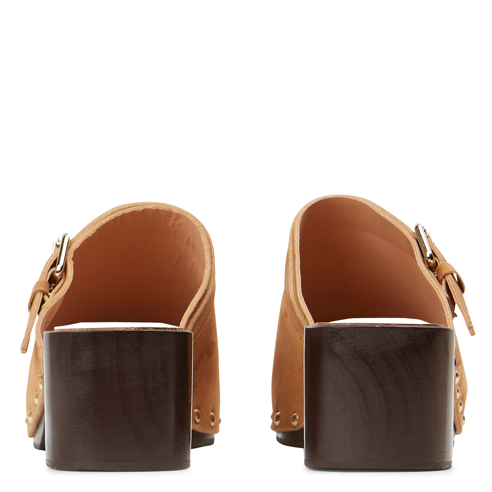 Sandales hautes à bout carré en cuir velours ANAKI Beige