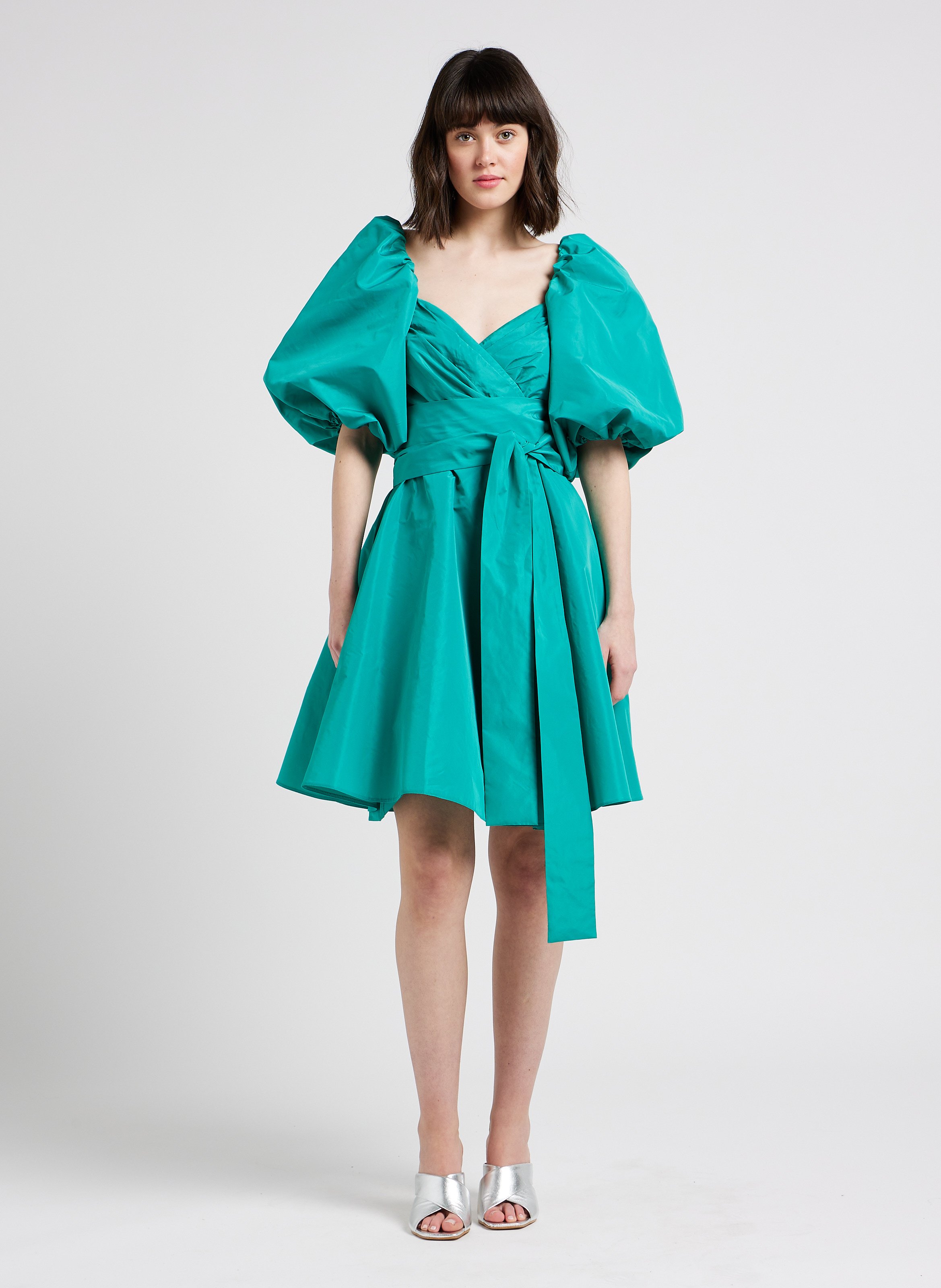 Short Wrap Dress Light Blue Navy Blue Pinko Women Place des Tendances